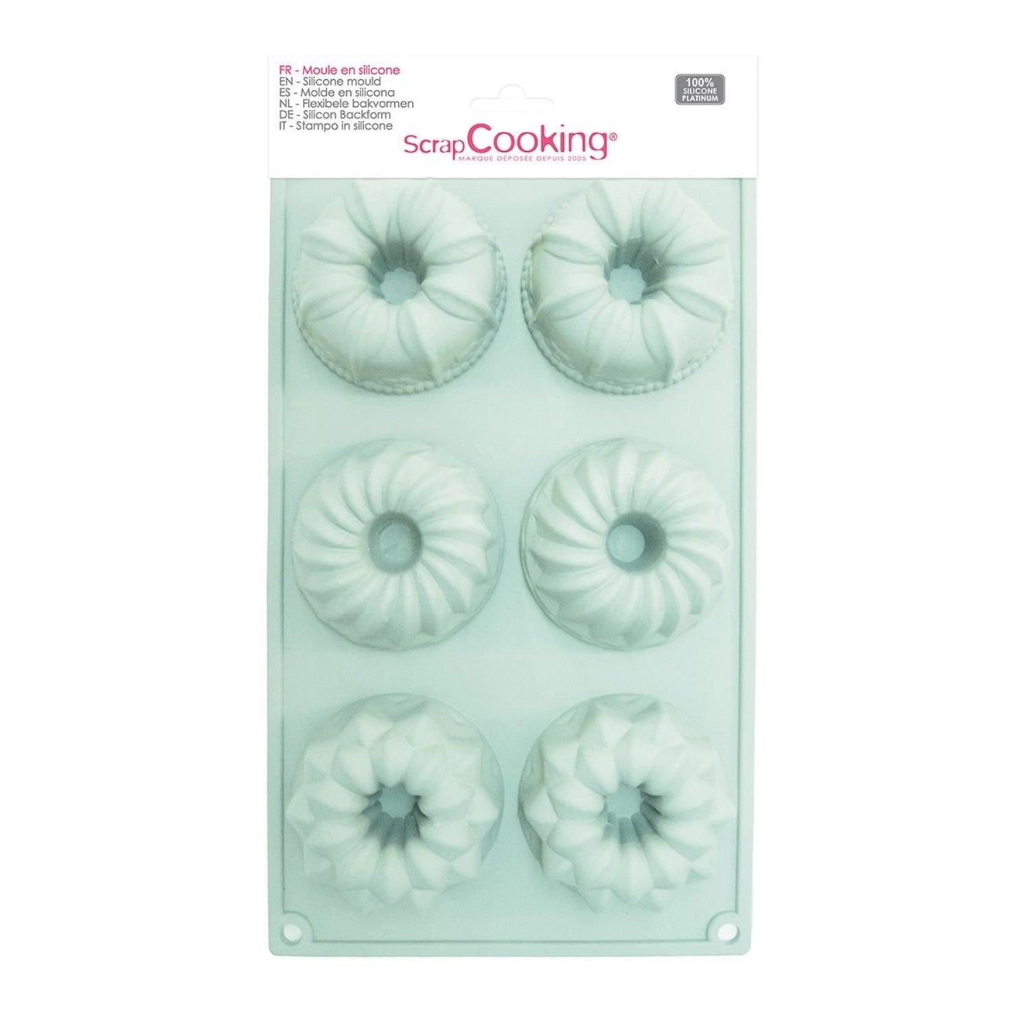 Vielseitige 6er Silikonform für Gugelhupf von Scrap Cooking, perfekt für kreative Backideen und köstliche Desserts in Tierform.