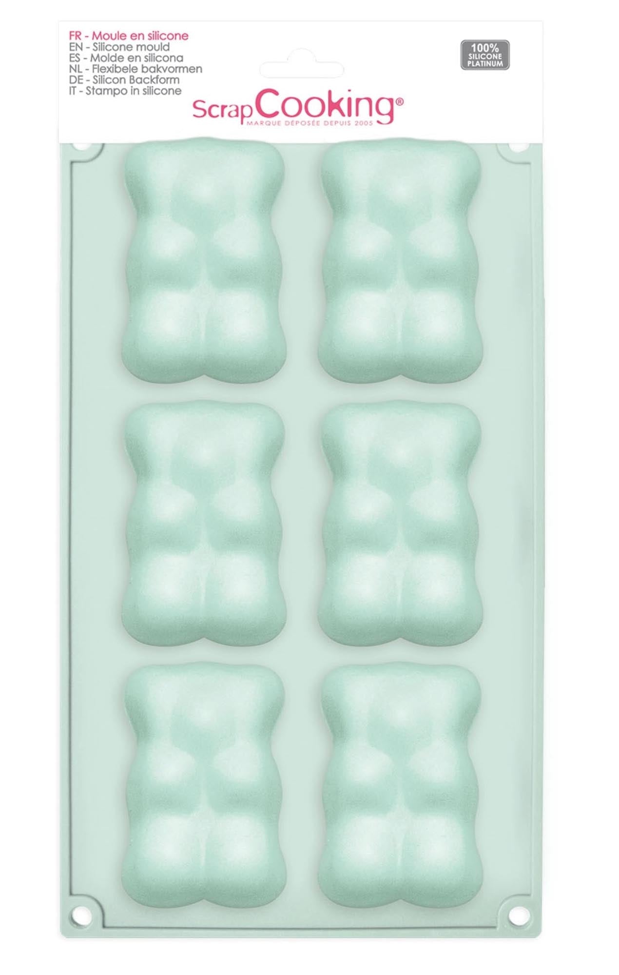 Niedliche 6er Silikonbackform für Teddy-Bär-Kuchen. Perfekt für kreative Backideen, kinderleicht zu reinigen und vielseitig einsetzbar.