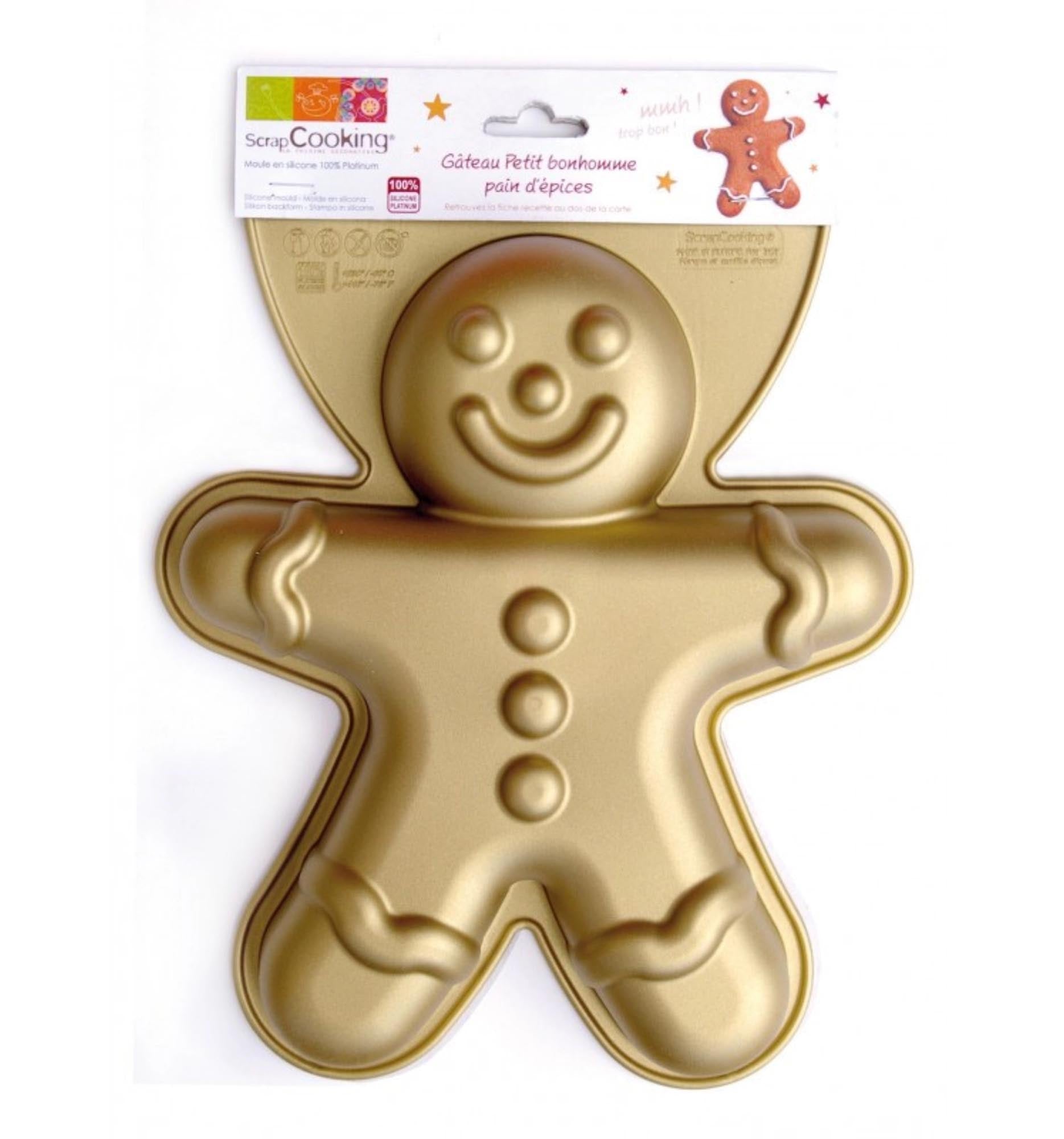 Entdecken Sie die Silikonbackform Lebkuchenmann gold von Scrap Cooking – ideal für kreative Backideen, hitzebeständig und antihaftbeschichtet!