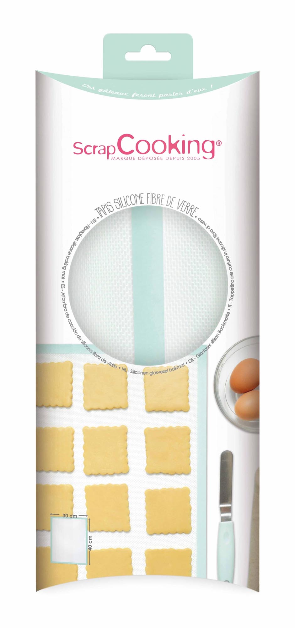 Vielseitige 30x40cm Backmatte aus Glasfaser-Silikon von Scrap Cooking.