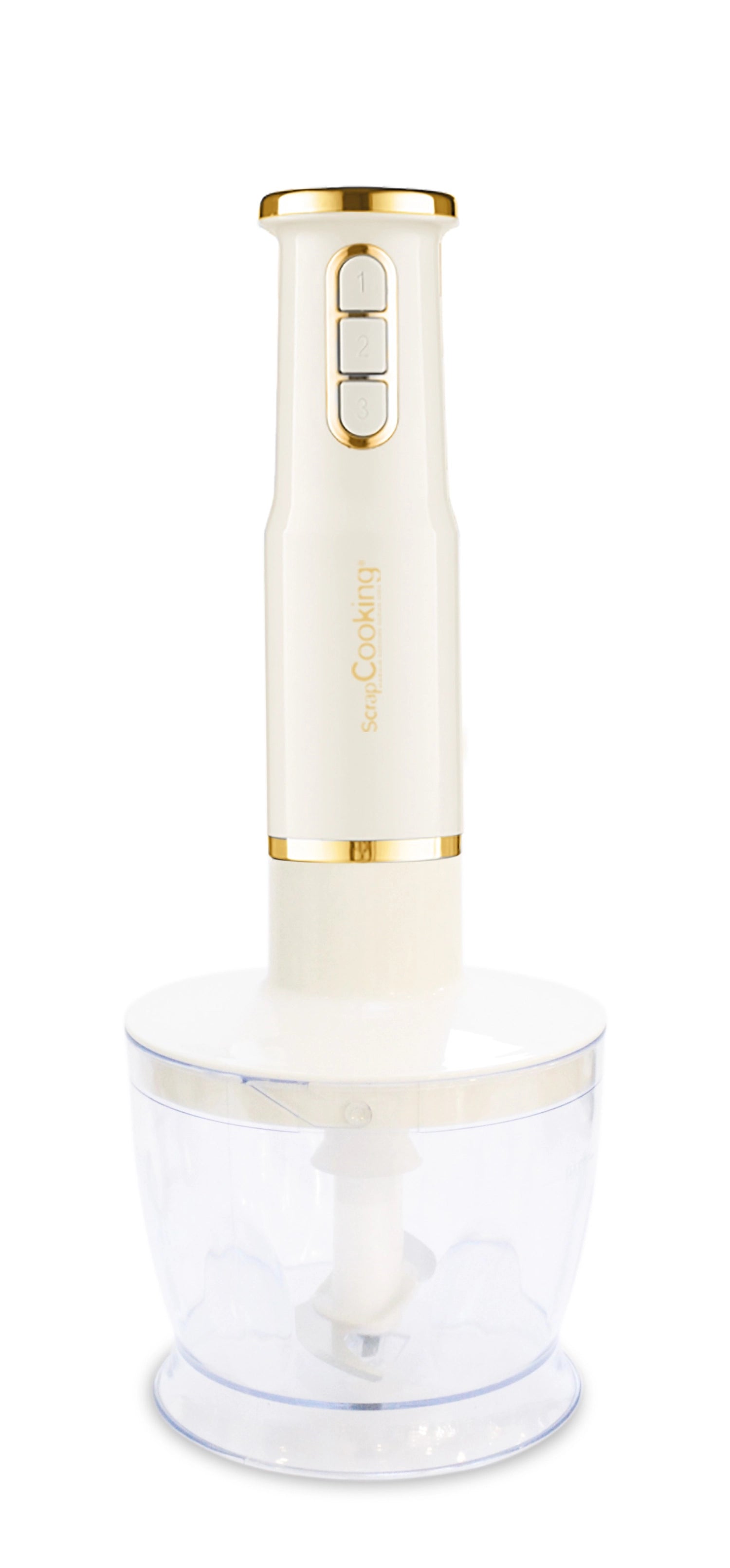Erleben Sie den vielseitigen 3-in-1 Handmixer von Scrap Cooking – mixen, schlagen und zerkleinern Sie mühelos mit einem hochwertigen, kompakten Küchengerät!