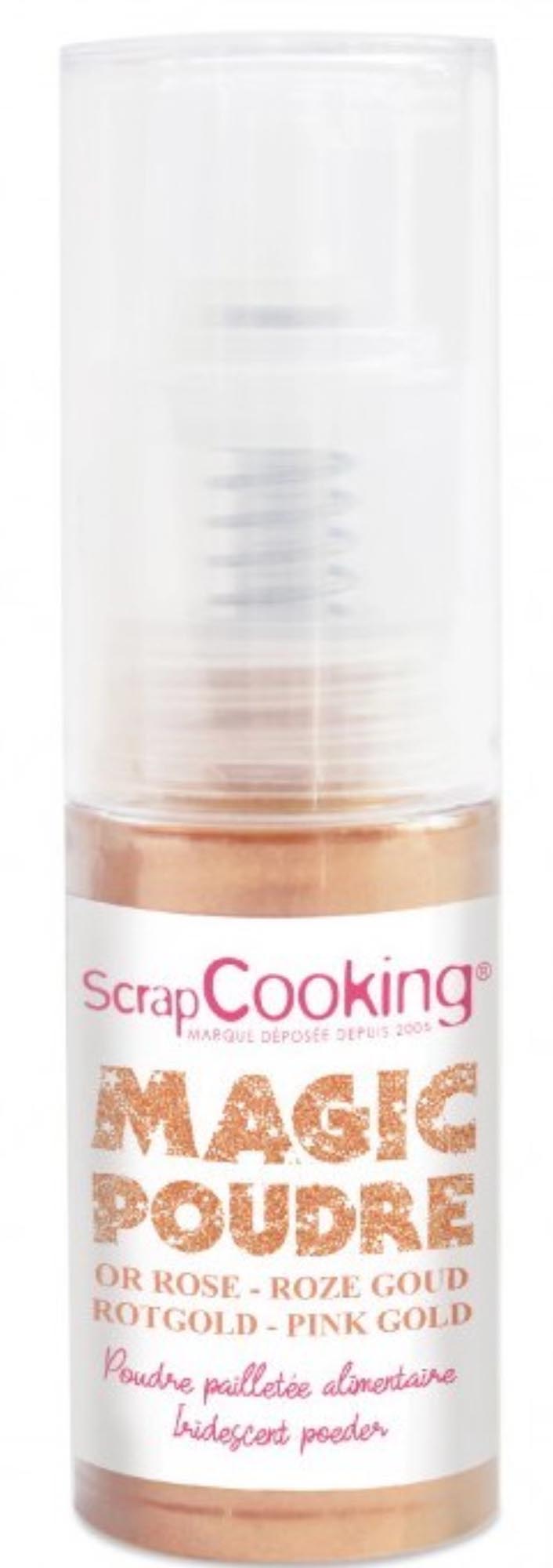 Verleihen Sie Ihren Kreationen mit dem Magic Pulverspray Roségold von Scrap Cooking einen eleganten Glanz – ideal für Torten und Desserts!