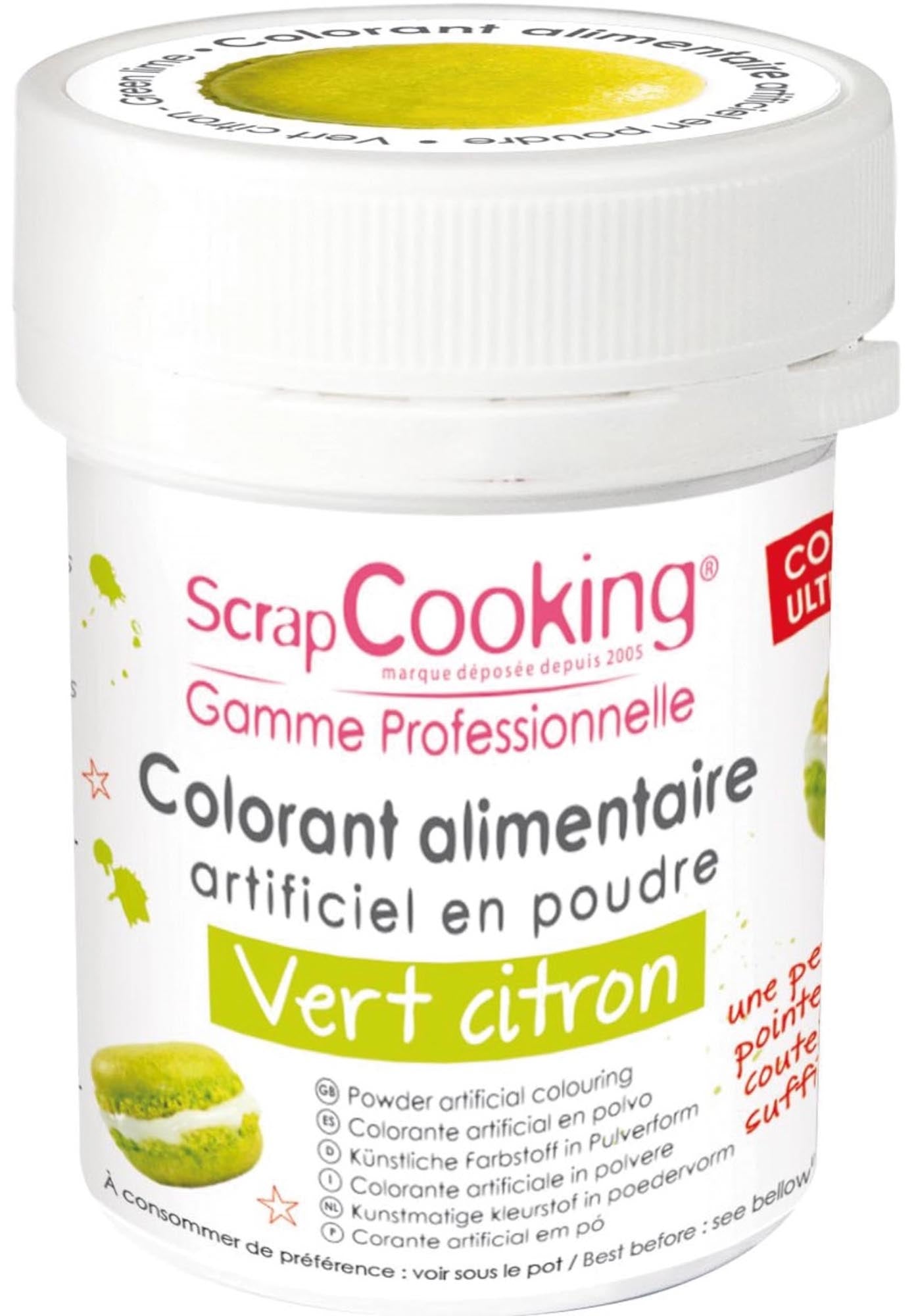 Entdecken Sie das hochwertige Farbpulver Zitronengrün von Scrap Cooking. Ideal zum Einfärben von Lebensmitteln, vegan und glutenfrei!