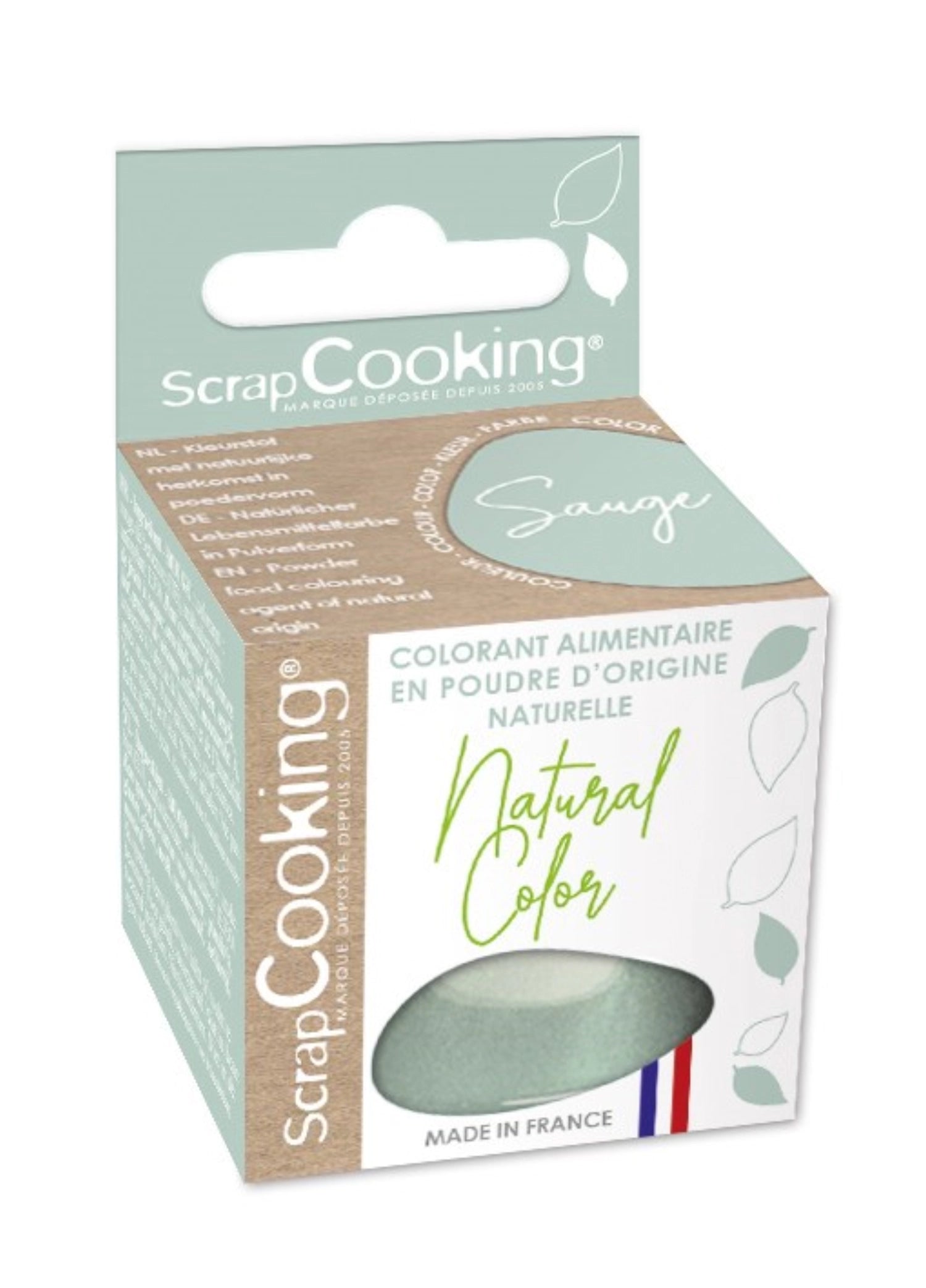 Entdecken Sie den natürlichen Farbstoff Salbei-grün von Scrap Cooking. Ideal zum Färben von Teigen, Cremes und Desserts – gesund und vielseitig!