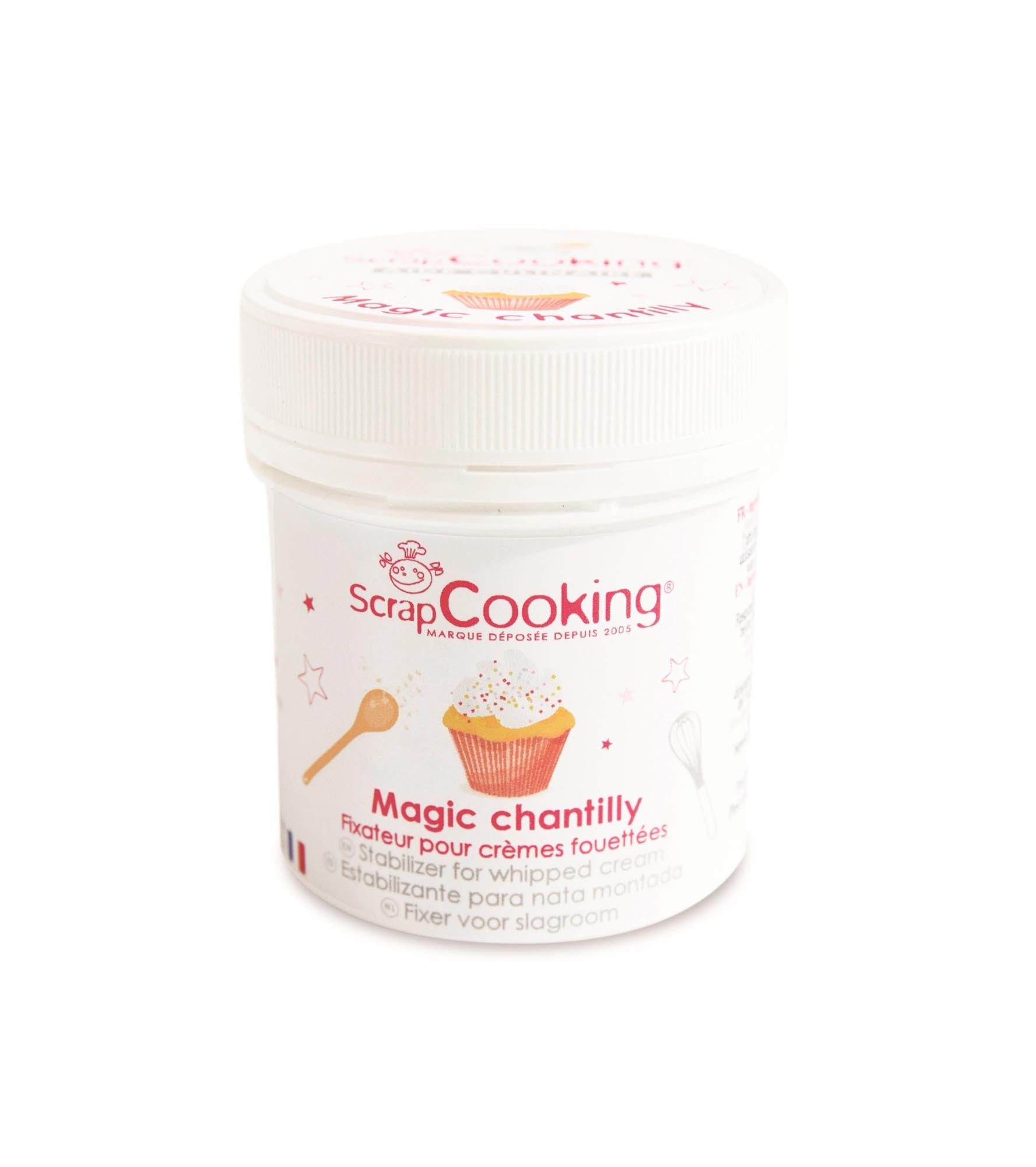 Stabilisieren Sie Ihre Schlagsahne mit Scrap Cooking! Perfekt für Torten, Desserts, glutenfrei und einfach anzuwenden. 50g Packung.