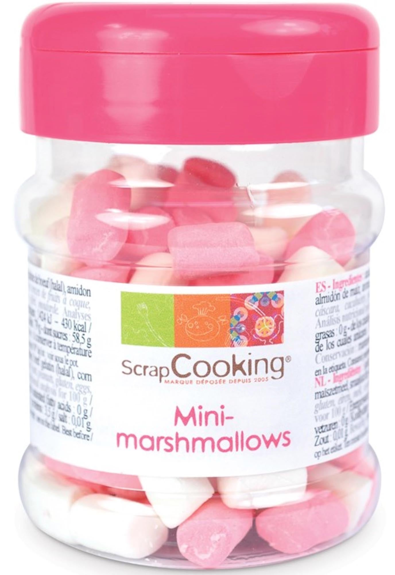 Mini Marshmallows von Scrap Cooking: Süss, fluffig, ideal für Desserts, Kuchen, heisse Schokolade. 40g Packung, ohne künstliche Farbstoffe.