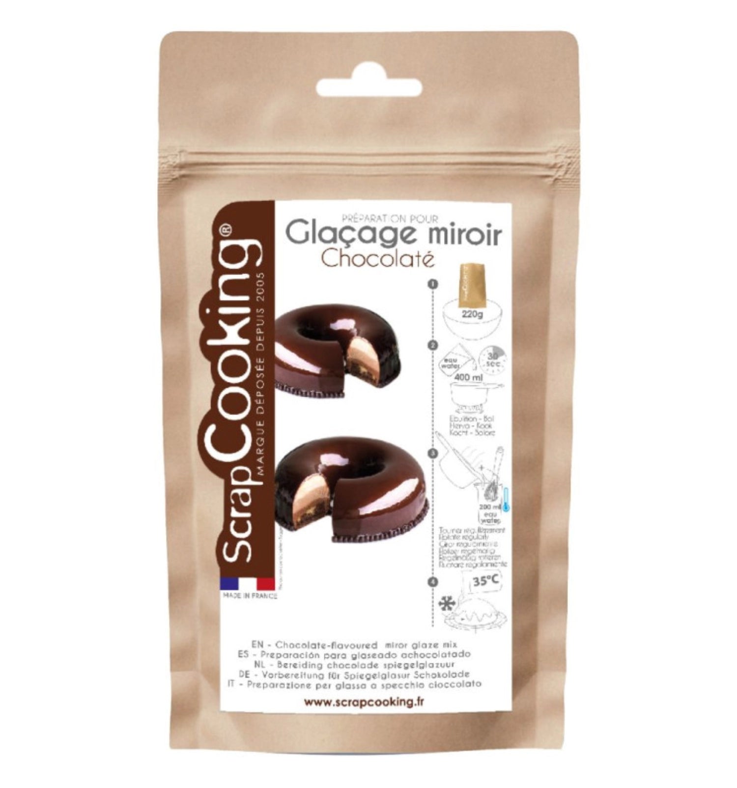 Mélange mélangé de miroir glaçage chocolat 220g