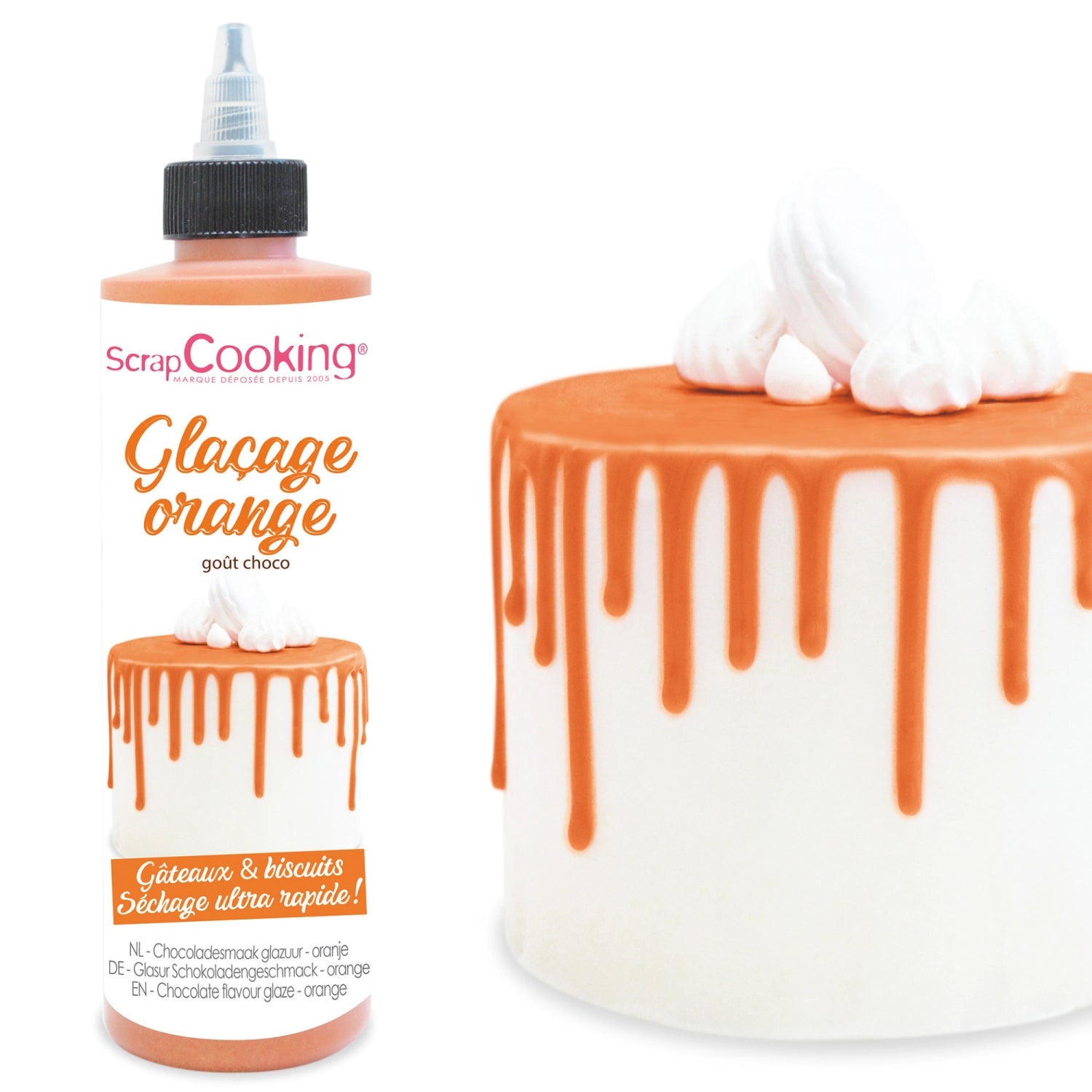 Schokoladengeschmacksglasur Drip Cake, orange 130g