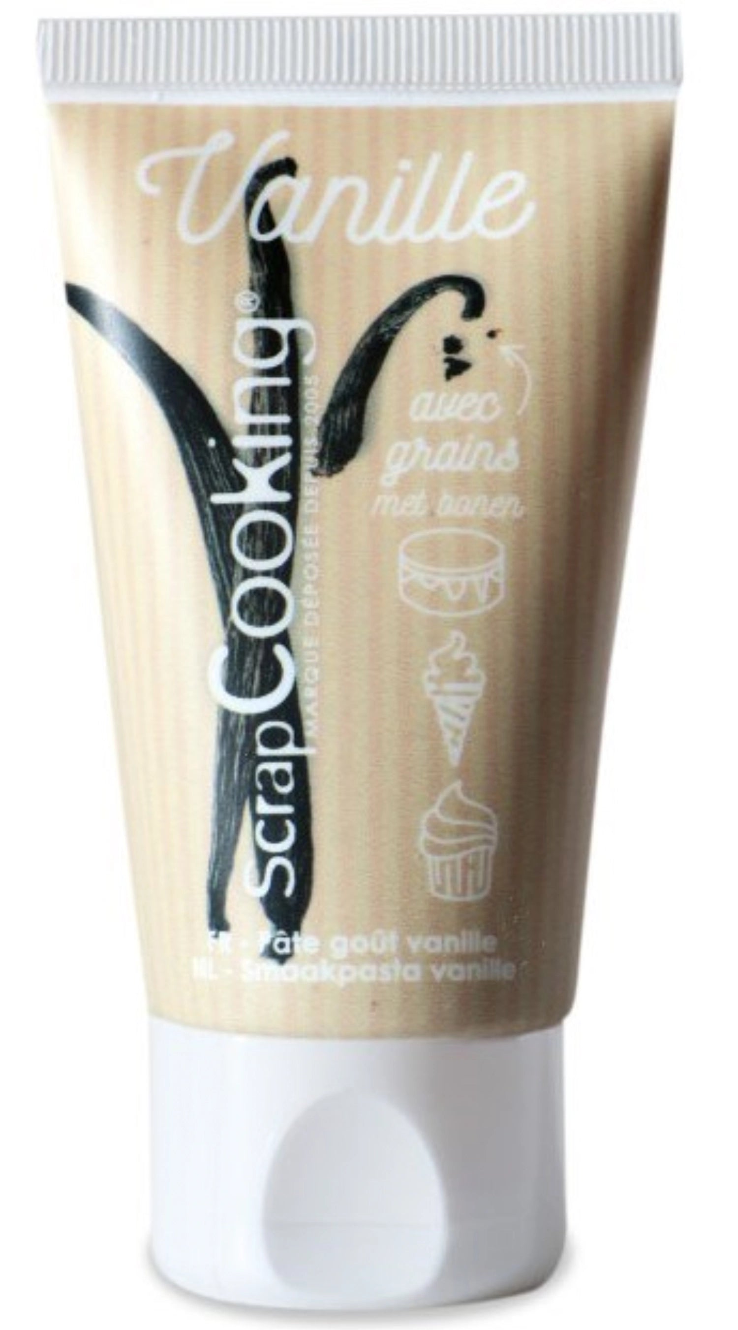 Aromenpaste Vanille in 50g Tube, ideal zum Aromatisieren von Desserts, Gebäck und anderen Süßspeisen für ein intensives Vanilleerlebnis.