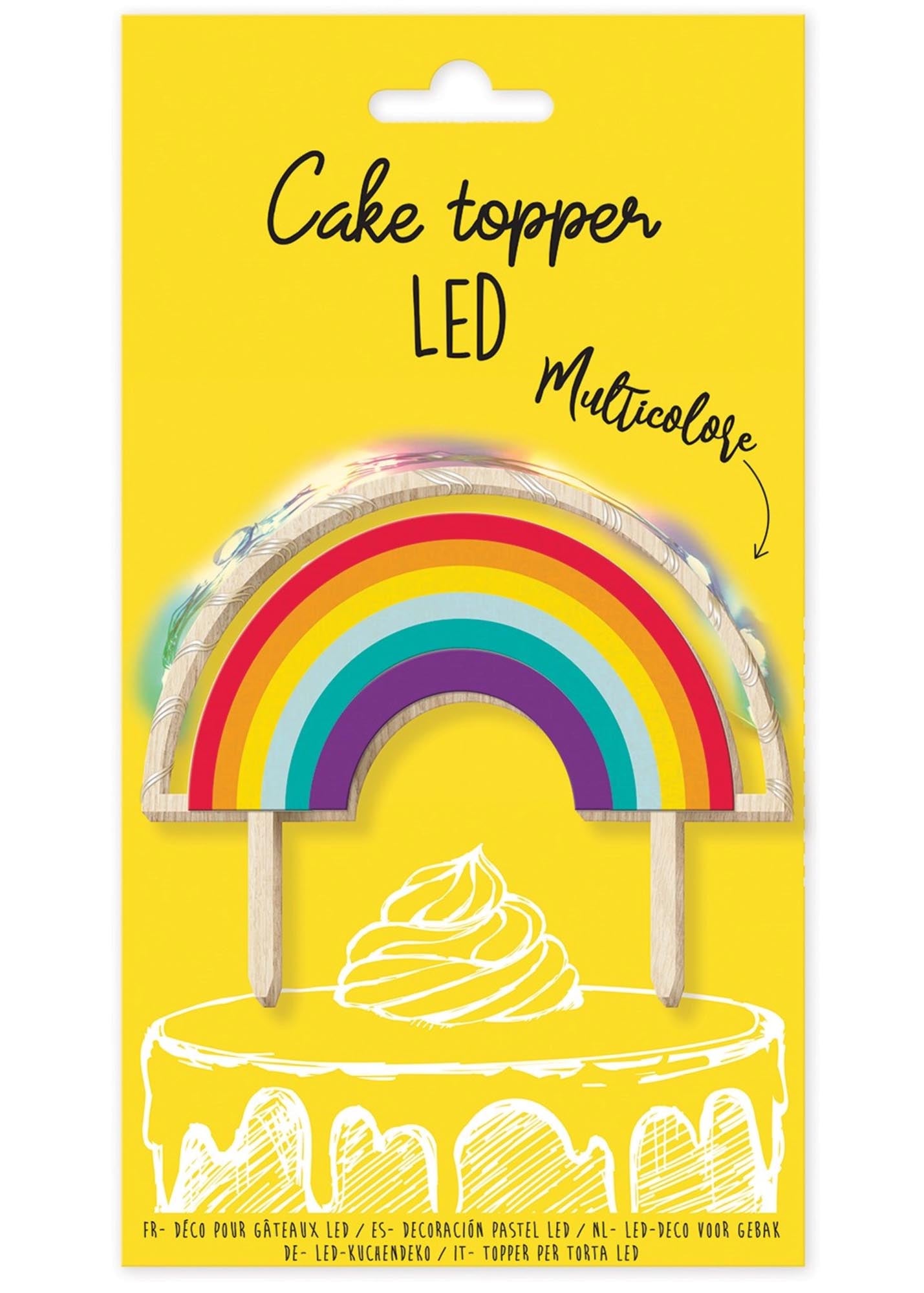 Cake Topper mit LED-Beleuchtung: Verleihen Sie Ihrer Torte einen strahlenden Regenbogen-Look! Aus nachhaltigem Holz, perfekt für jede Feier und leicht zu reinigen.