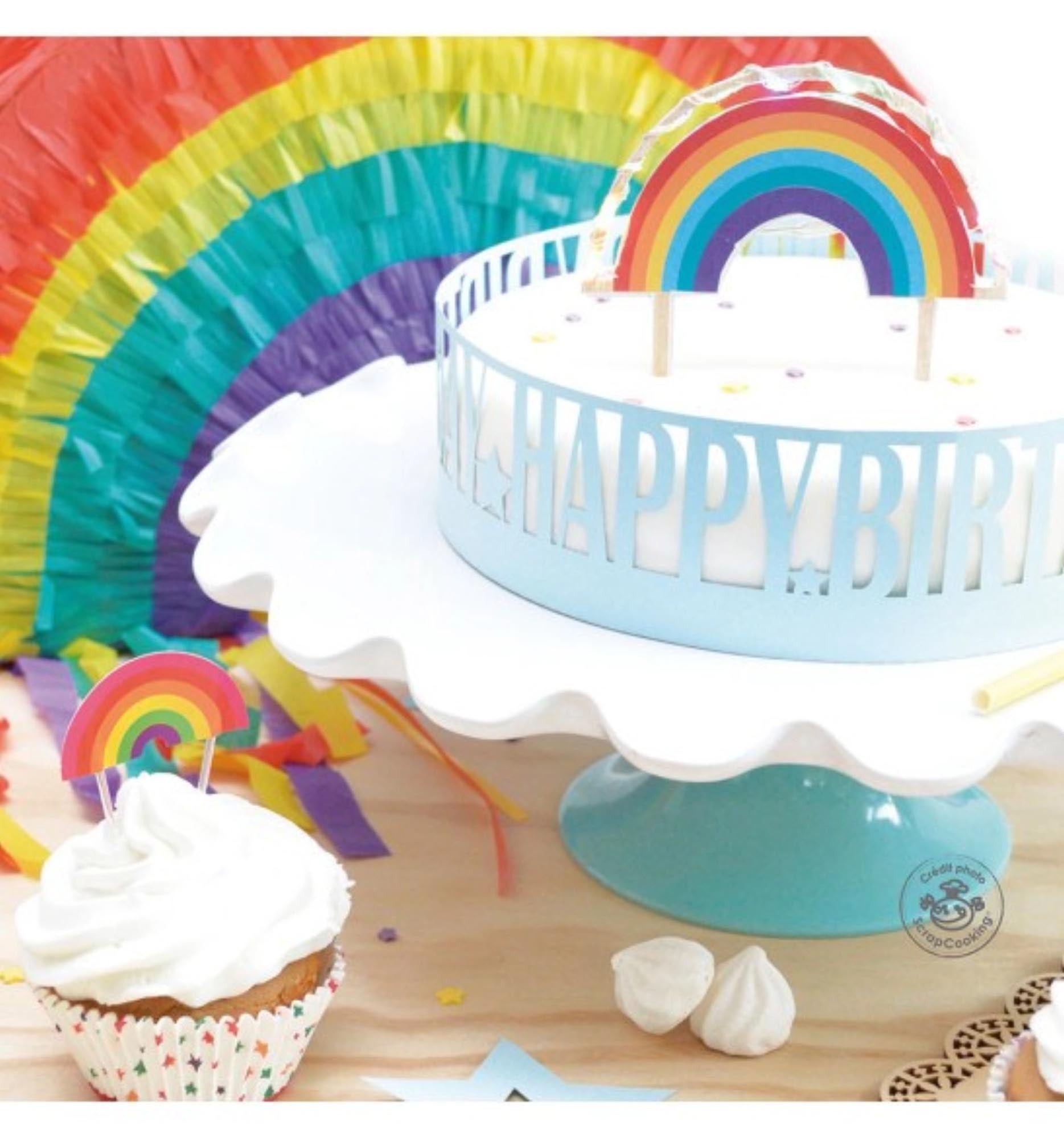 Cake Topper mit LED-Beleuchtung: Setzen Sie Ihre Torte mit einem leuchtenden Regenbogen in Szene! Hergestellt aus hochwertigem Holz, ideal für unvergessliche Feiern.