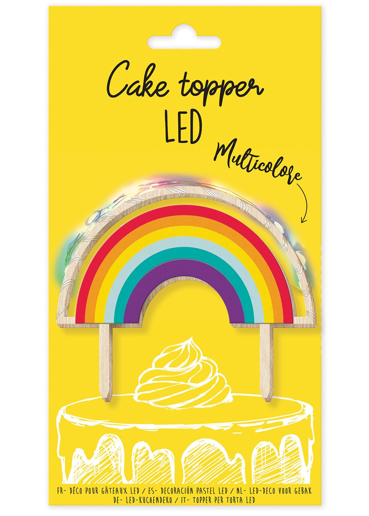 Cake Topper Regenbogen mit LED: Hochwertiges Holz, leuchtende Farben, ideal für Feiern, einfach zu handhaben, unvergessliches Highlight!