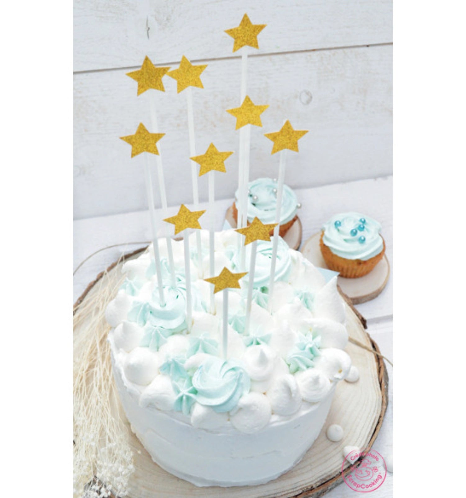 10er Set Cakes Toppers goldene Sterne - KAQTU Design