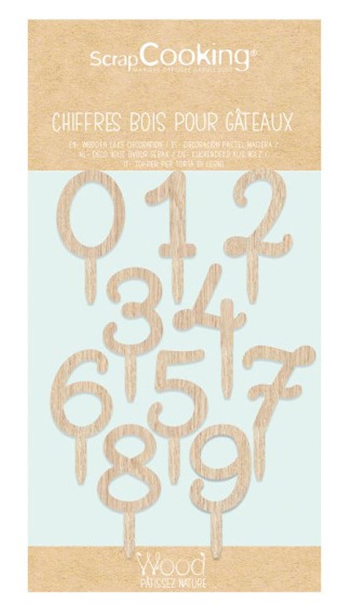Cake Topper Holz, Zahlen 0-9 in Braun präsentiert im Onlineshop von KAQTU Design AG. Backutensilien ist von Scrap Cooking