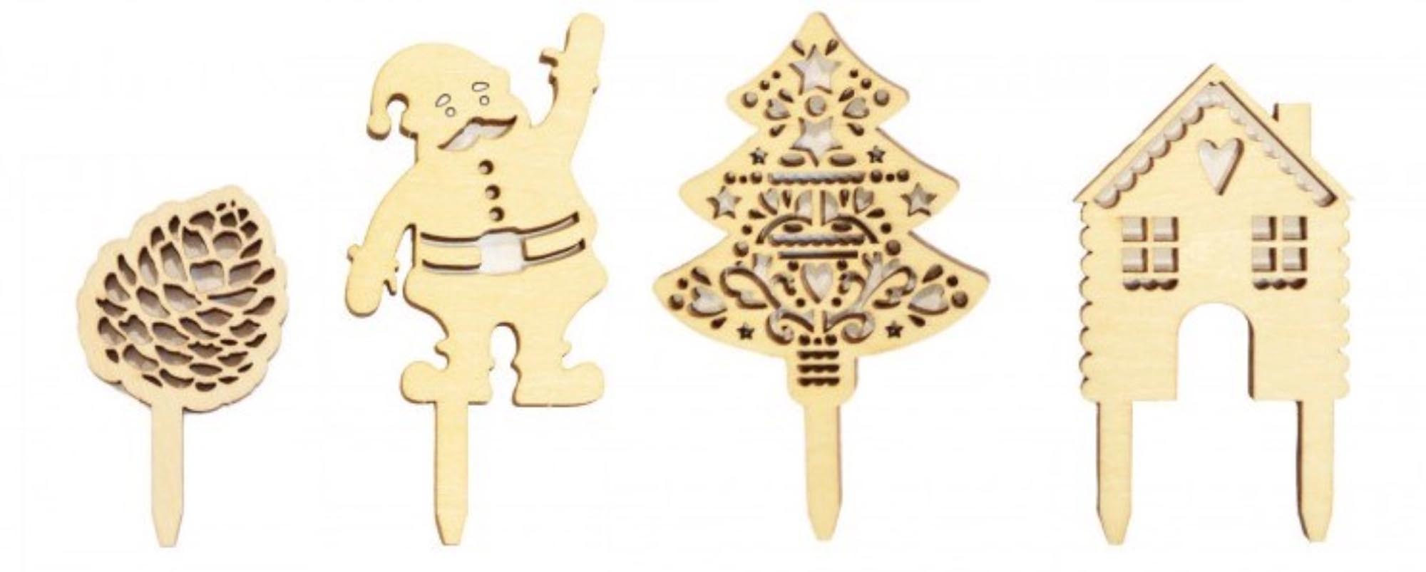 Entdecken Sie unser 4-tlg. Set Holz-Kuchendekoration für Weihnachten! Ideal für festliche Backwerke, nachhaltig und charmant gestaltet.