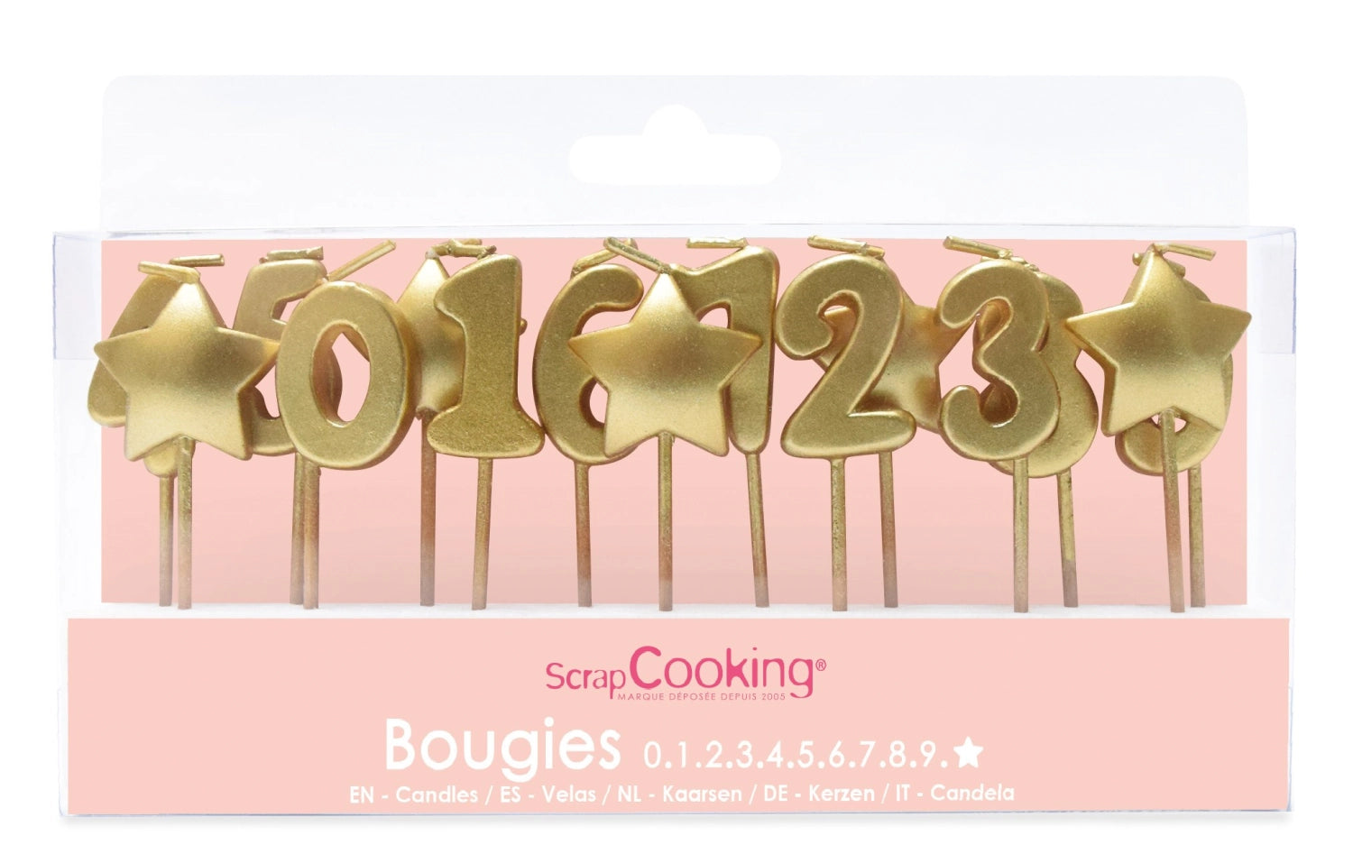 Elegantes 15-teiliges Set goldene Kerzen von Scrap Cooking, perfekt für festliche Anlässe und stimmungsvolle Dekorationen.