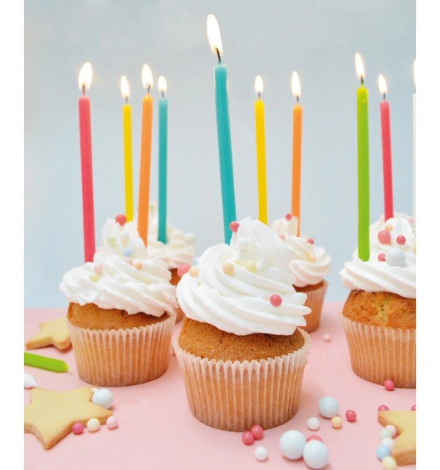 Set of 20 candles long colorful 12cm