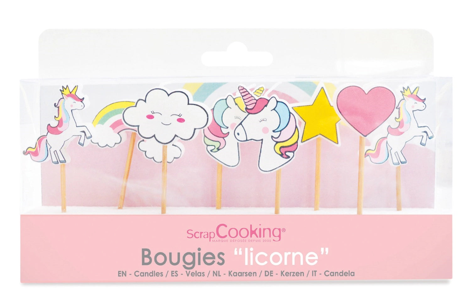 8 morceaux de bougies licorne