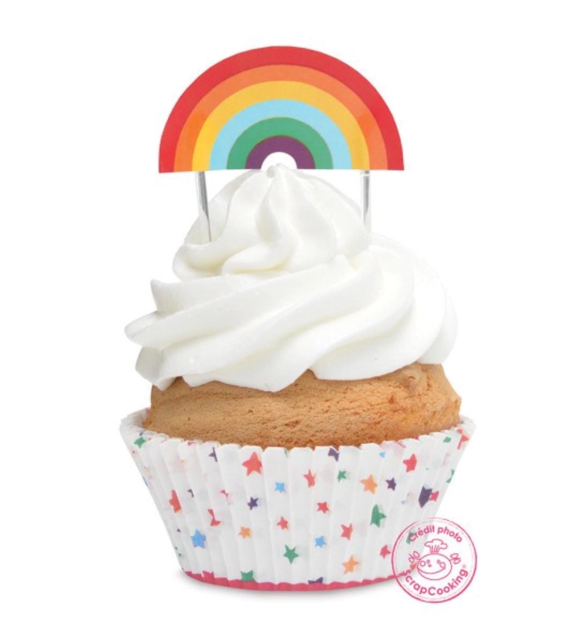 Bunte Muffinförmchen & Regenbogen-Toppers von Scrap Cooking: Perfekt für kreative, fröhliche Backkreationen!