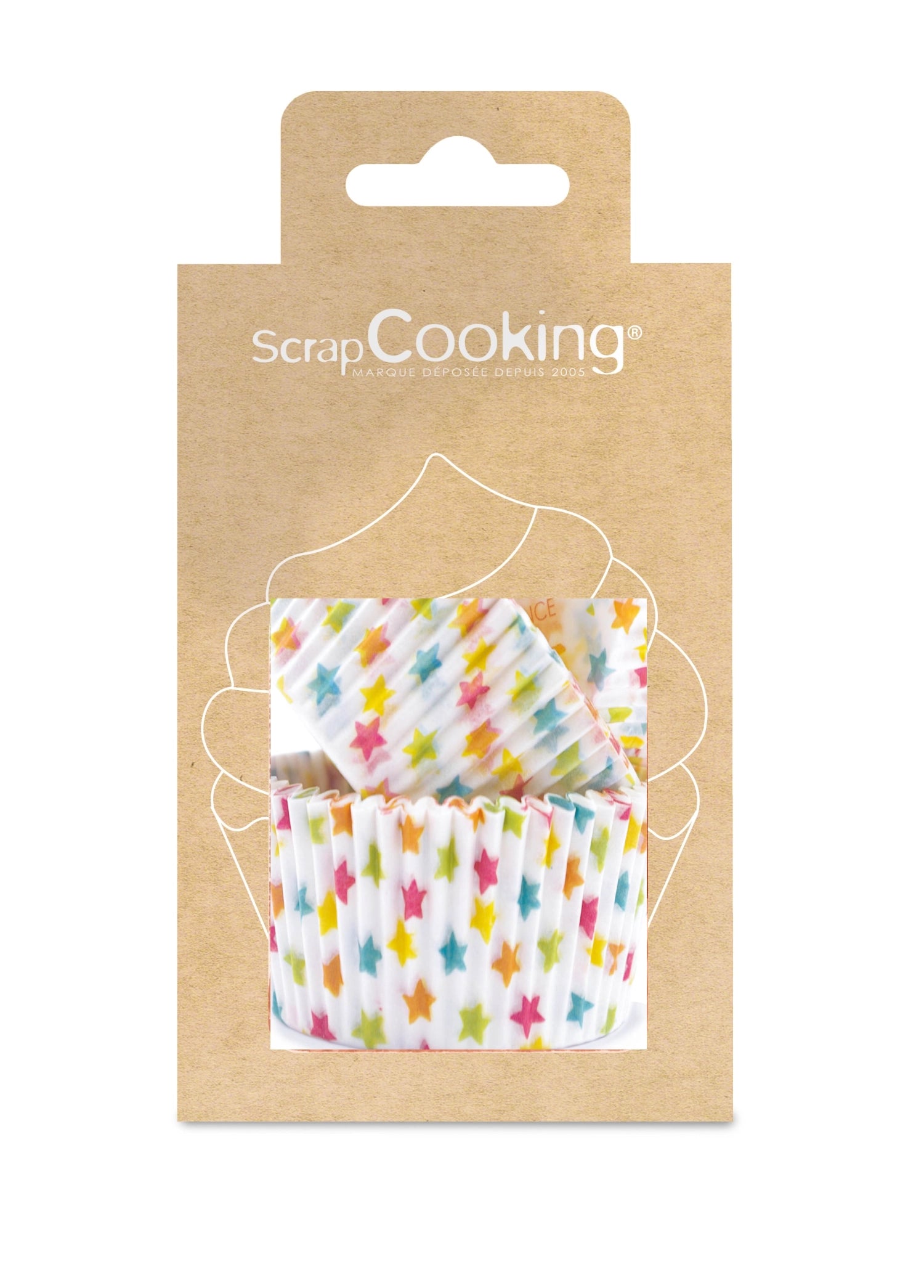 Sternförmige Papierbackförmchen von Scrap Cooking, 40 Stück, ideal für kreative Muffin- und Cupcake-Backprojekte, perfekt für Feiern.