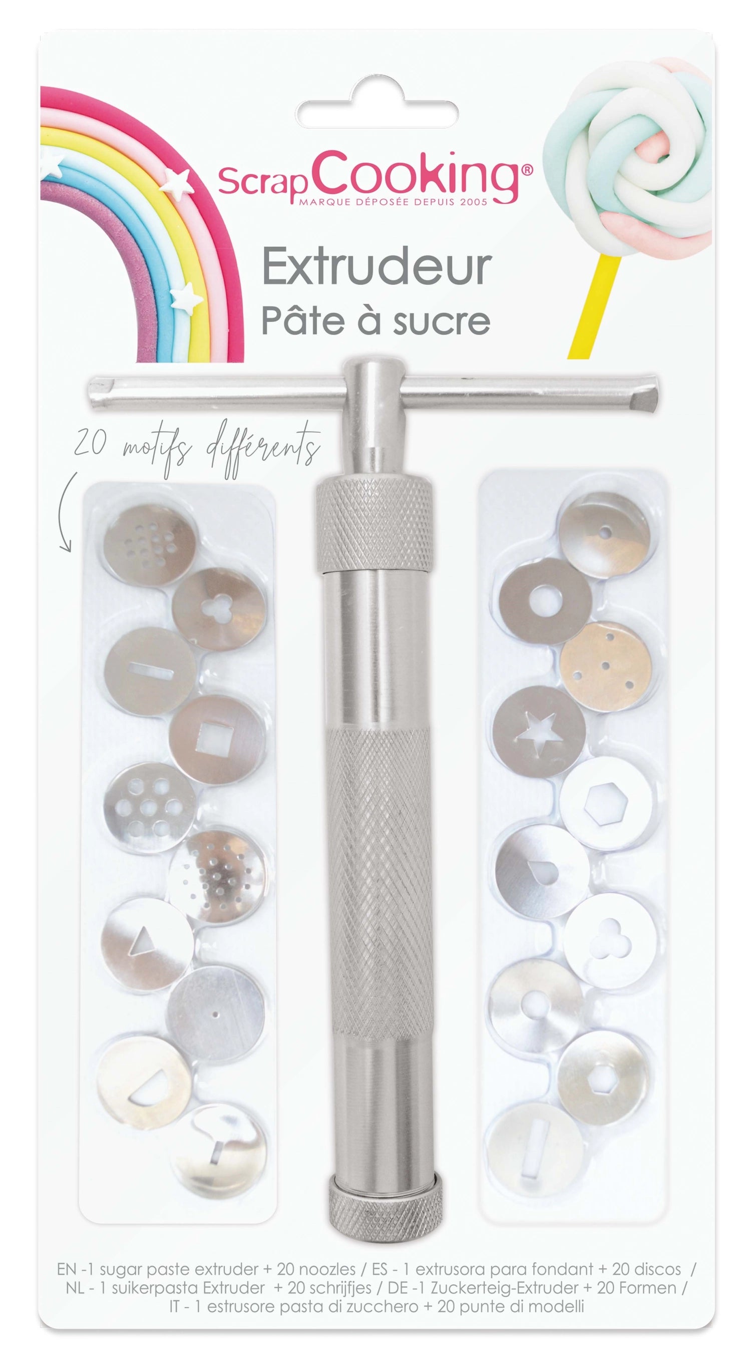 Praktischer Fondant Extruder von Scrap Cooking, perfekt für das Erstellen von detaillierten Fondant-Dekorationen und kunstvollen Tortendesigns.