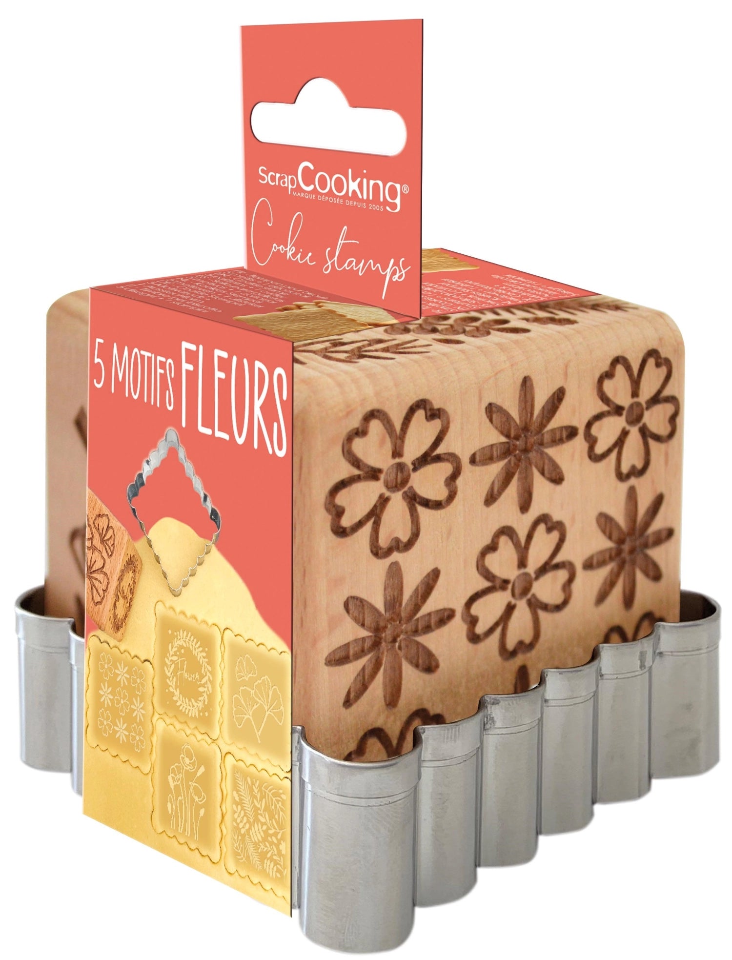 Timbre à biscuits, tampon cube et coupe-coupe, fleurs