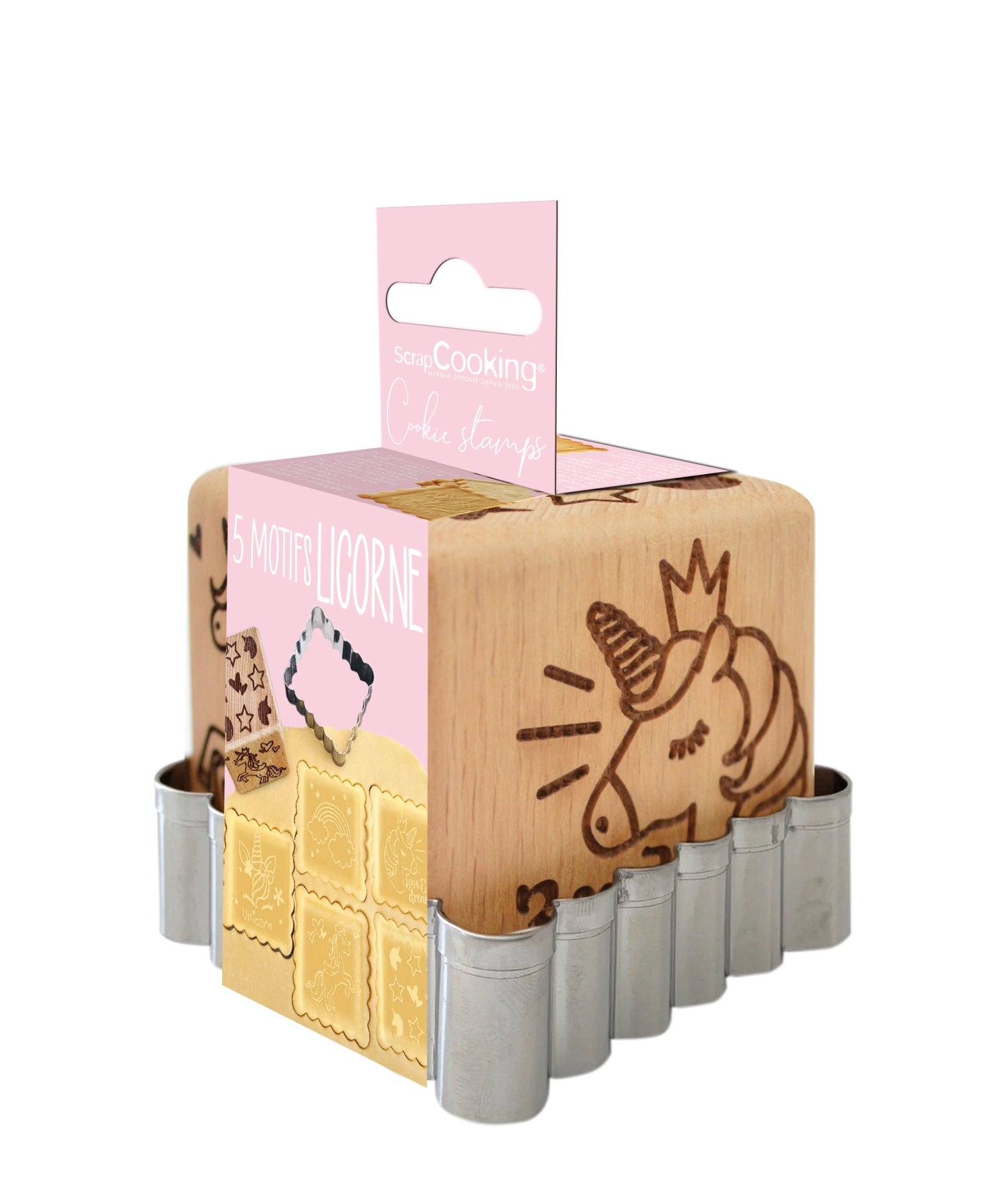 Timbro dei biscotti, timbro cubo e cutter, unicorno