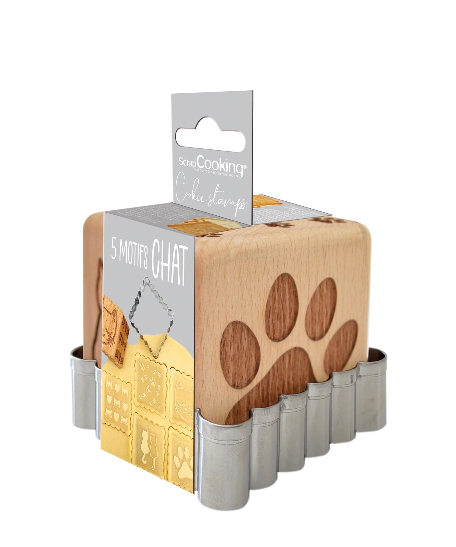 Timbro dei biscotti, timbro cubo e cutter, gatto