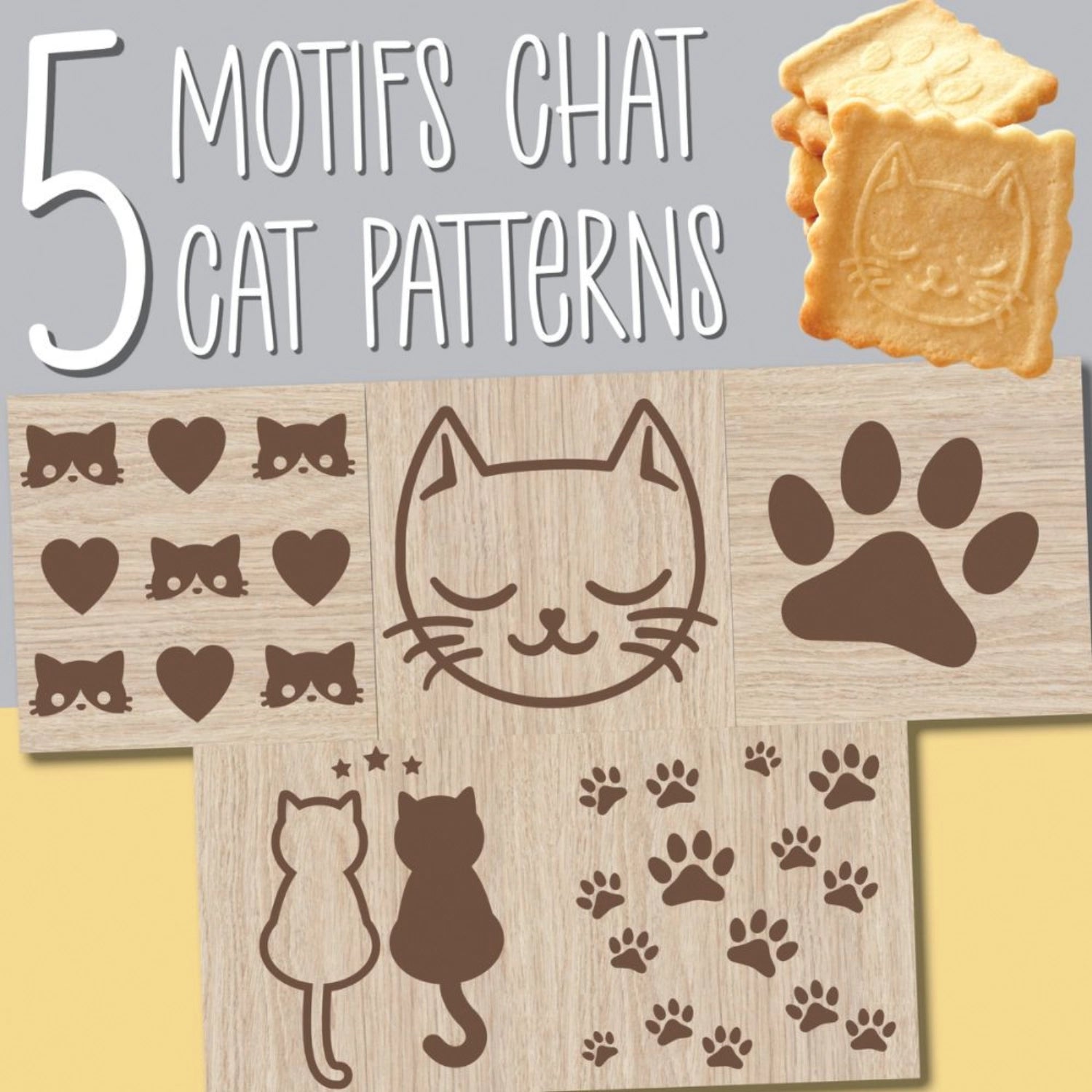 Timbro dei biscotti, timbro cubo e cutter, gatto