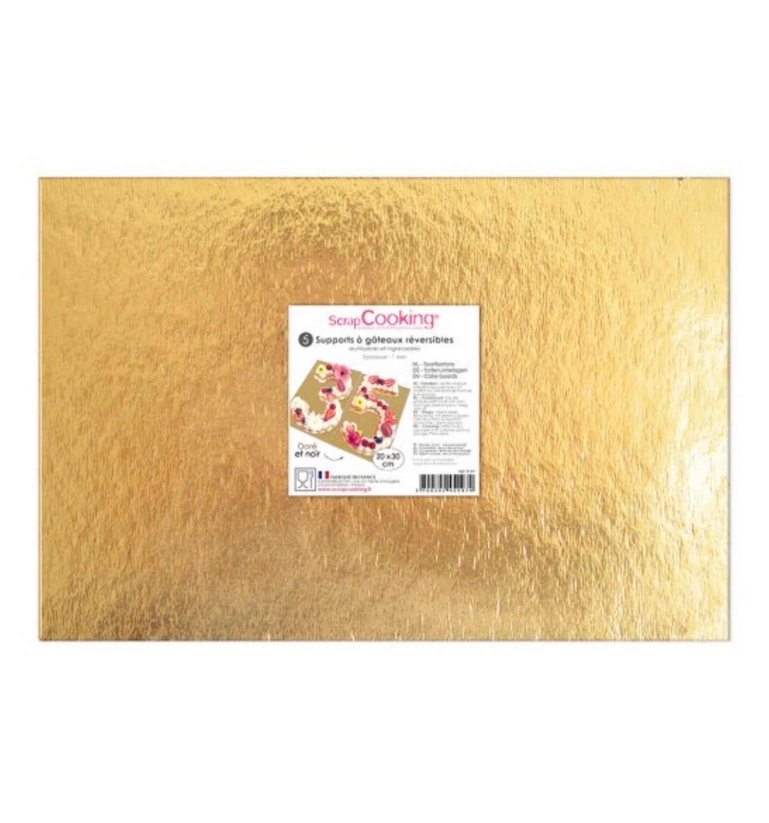 Set aus 5 stilvollen rechteckigen Kuchenhaltern in Gold und Schwarz, ideal für die ansprechende Präsentation von Torten und Desserts.