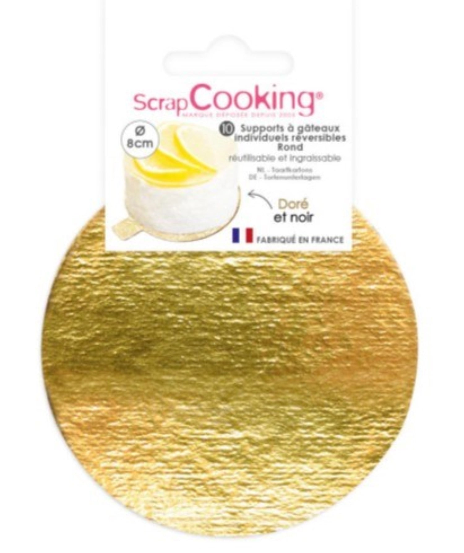 10 set titolare della torta oro/nero intorno a 8 cm