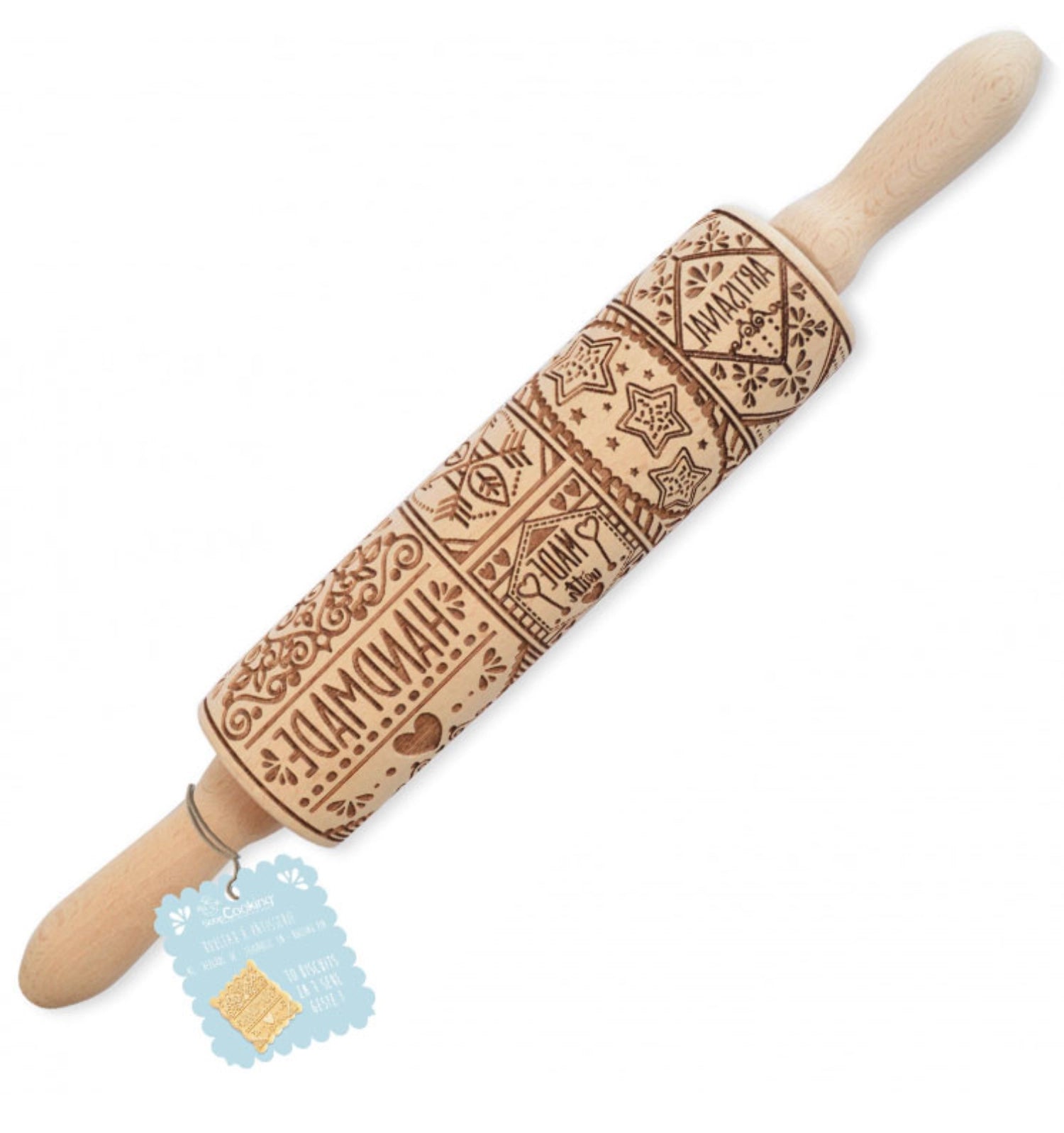 Rolling pin with Home Made embossing 39cm