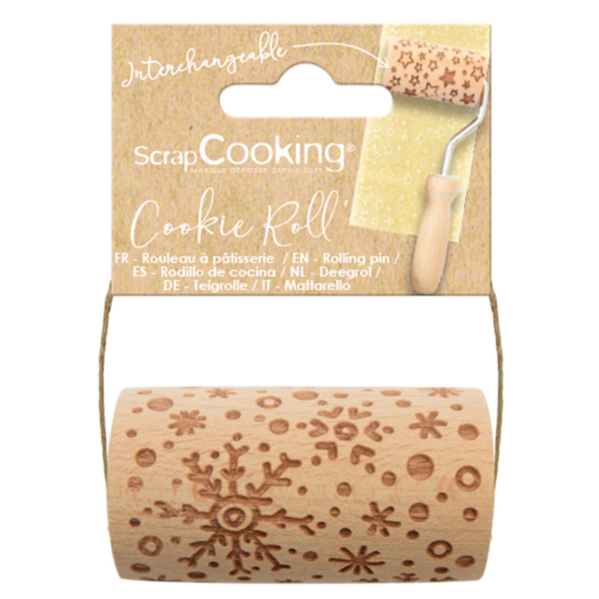 Verleihen Sie Ihren Backkreationen mit der Holz-Teigrolle von Scrap Cooking eine winterliche Note. Perfekt für Plätzchen und Torten!