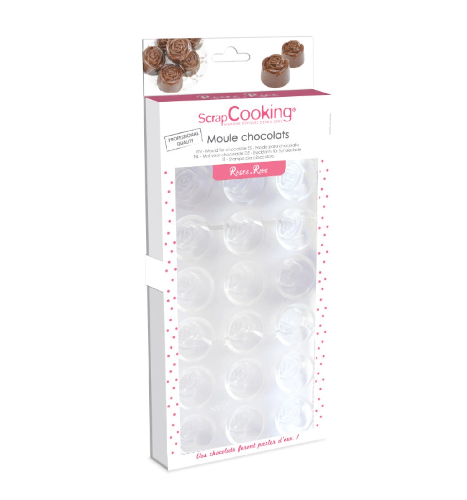 Forme de chocolat, roses rigides