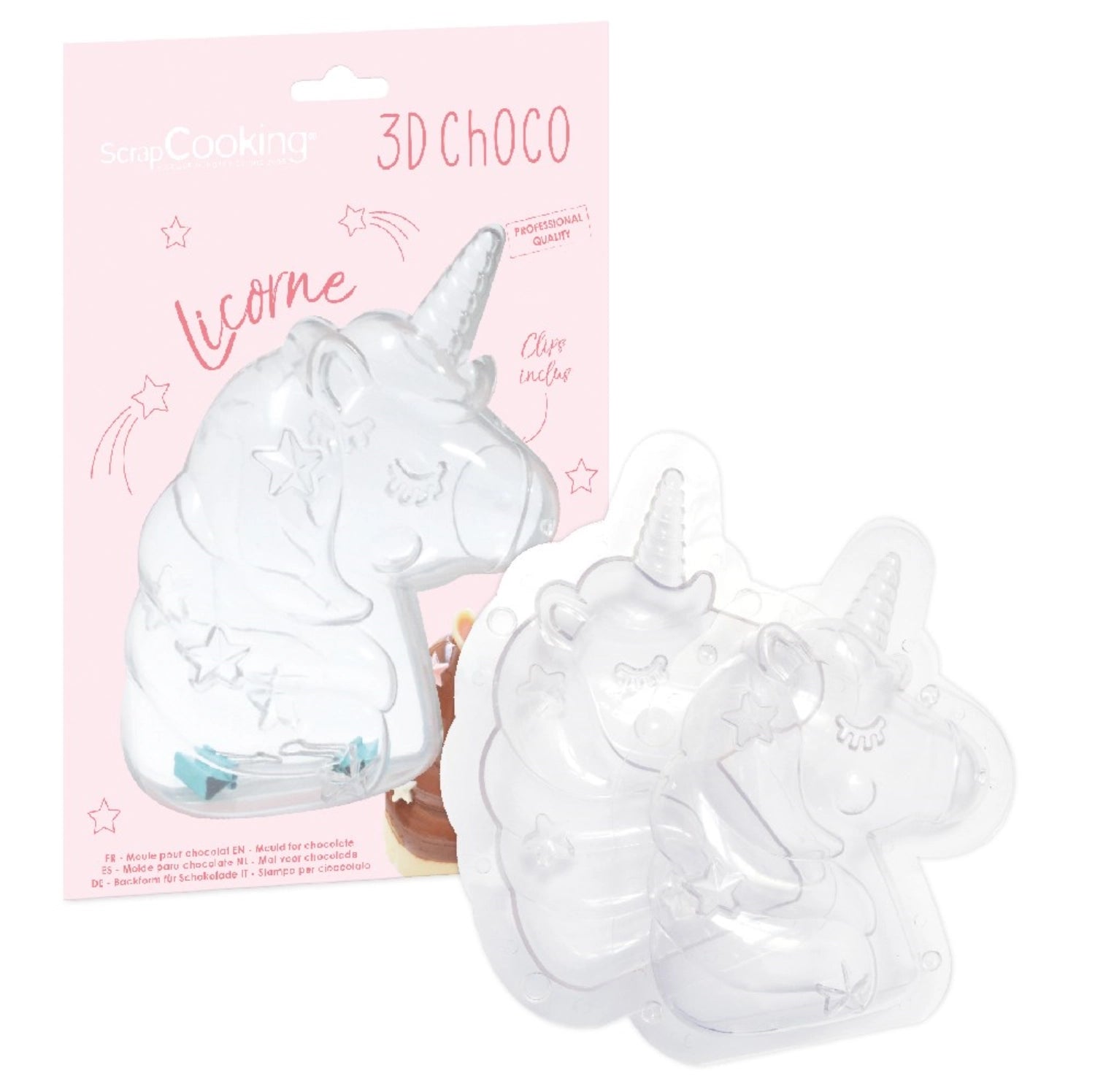 Kreative 3D Schokoladenform Einhorn von Scrap Cooking, ideal für die Herstellung zauberhafter Schokoladenfiguren für Feiern und Anlässe.