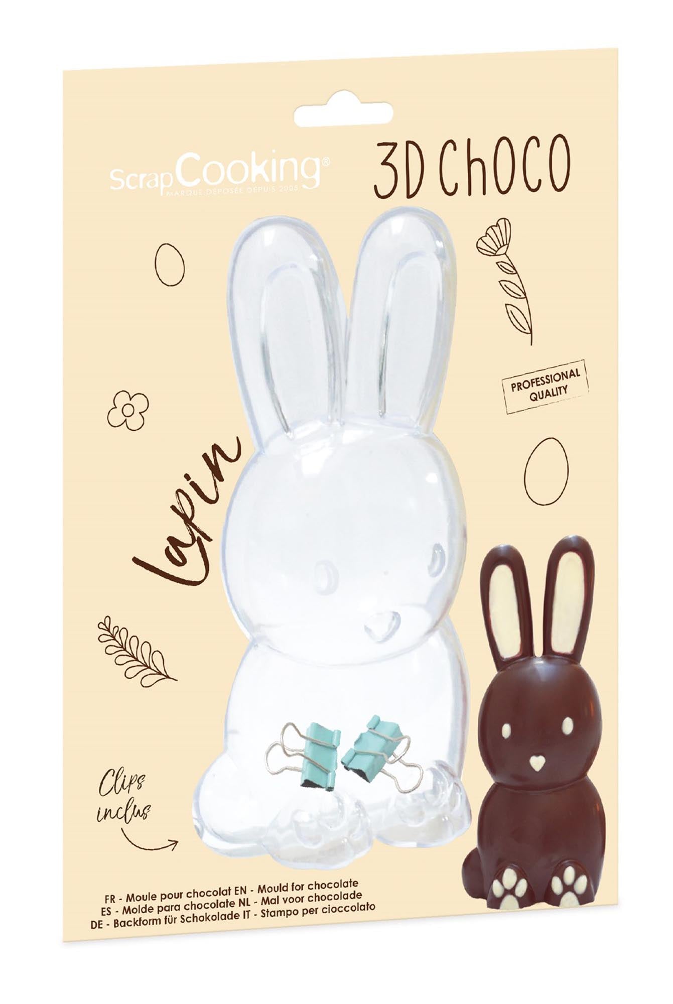 Gestalte beeindruckende 3D Schokoladenhasen mit der hochwertigen Form von Scrap Cooking. Ideal für kreative Backprojekte und besondere Anlässe!