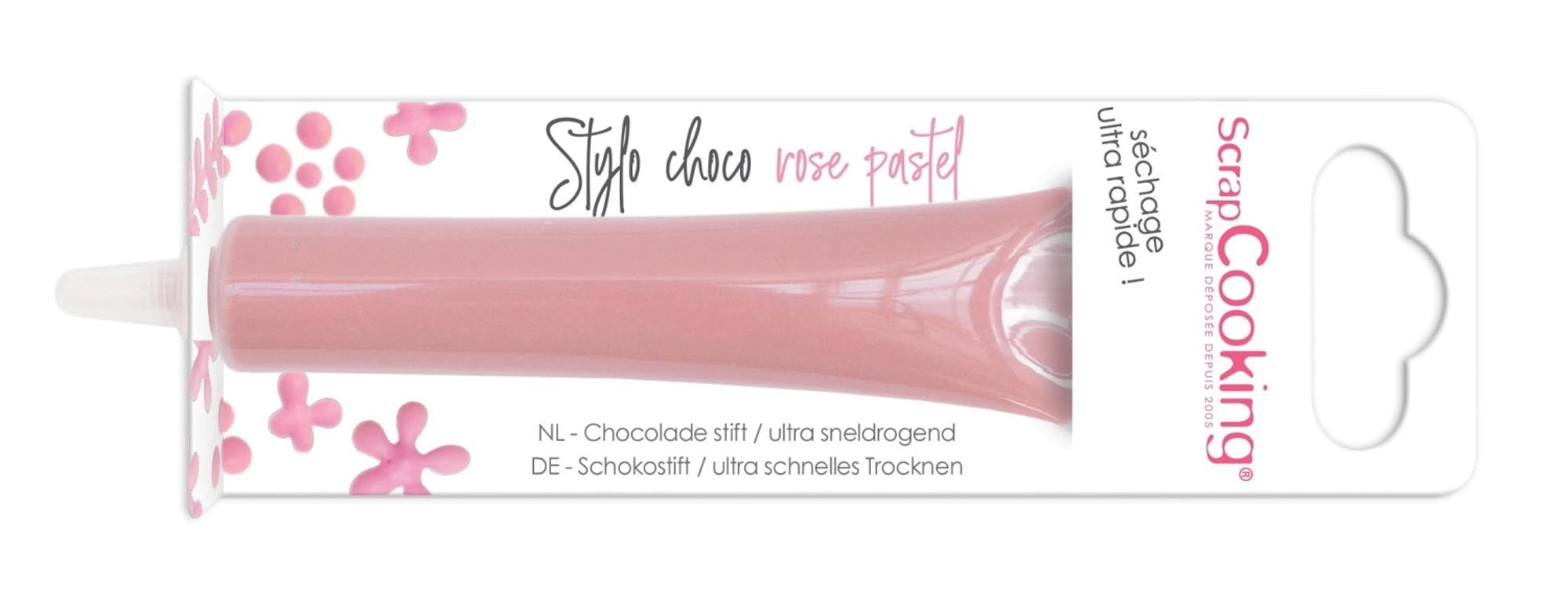 Entdecken Sie den Stift mit Schokoladengeschmack pastelrosa 25g von Scrap Cooking – ideal zum kreativen Dekorieren von Torten, Cupcakes und Desserts!