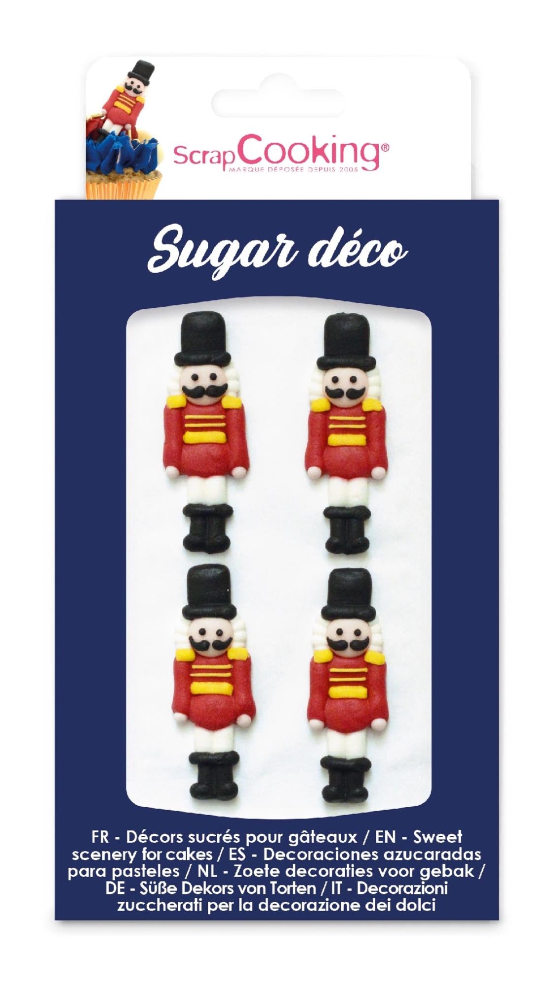 4 Zucker Deko Nussknacker von Scrap Cooking: Festliche, detailreiche Zuckerdeko für Weihnachtsgebäck und Desserts. Ideal für Feiern.