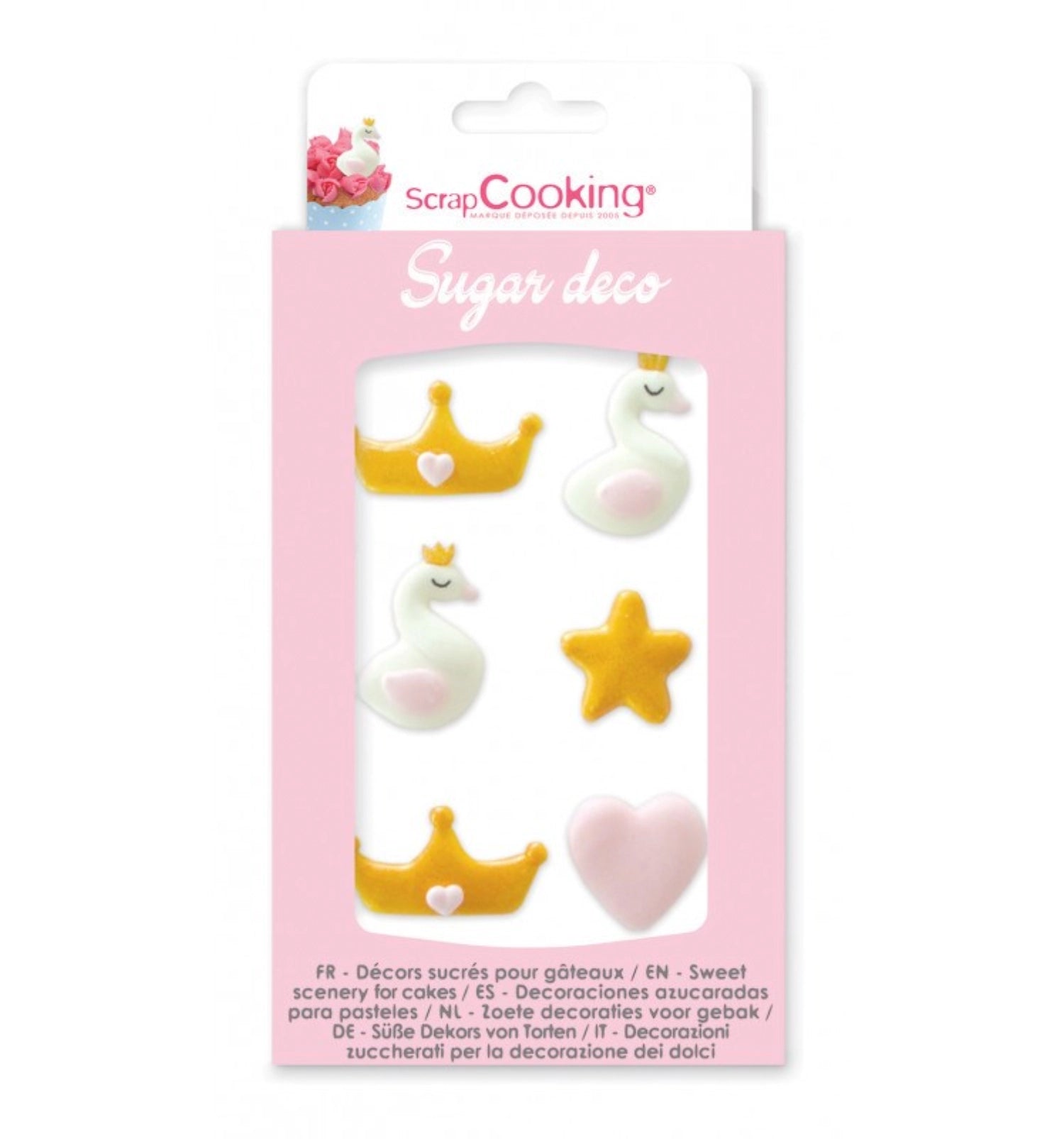 Sechs farbenfrohe Zucker-Prinzessinnen, perfekt zum Dekorieren von Kuchen und Desserts für märchenhafte Feiern und Kindergeburtstage.