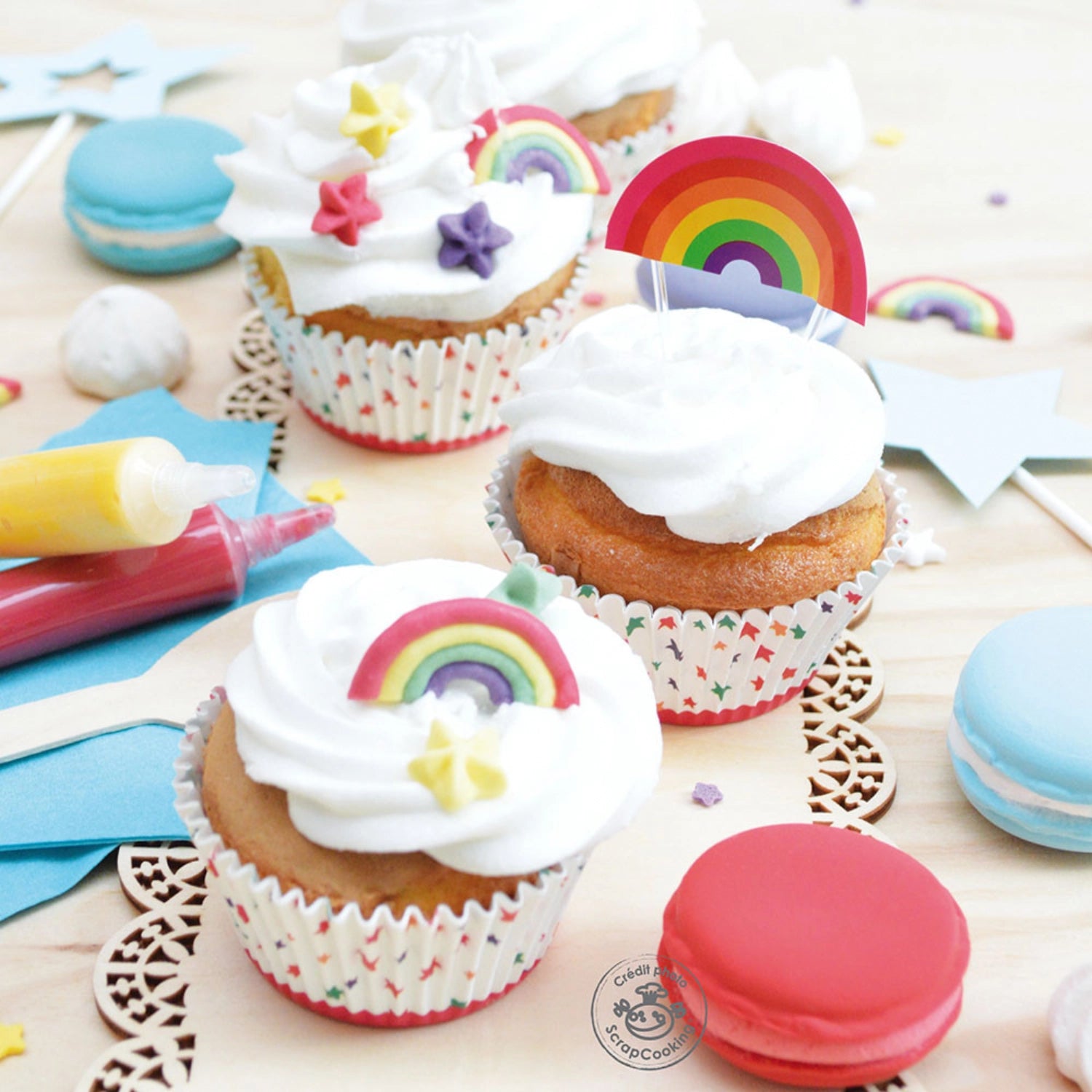 10 pieces. Sugar decoration rainbow and stars