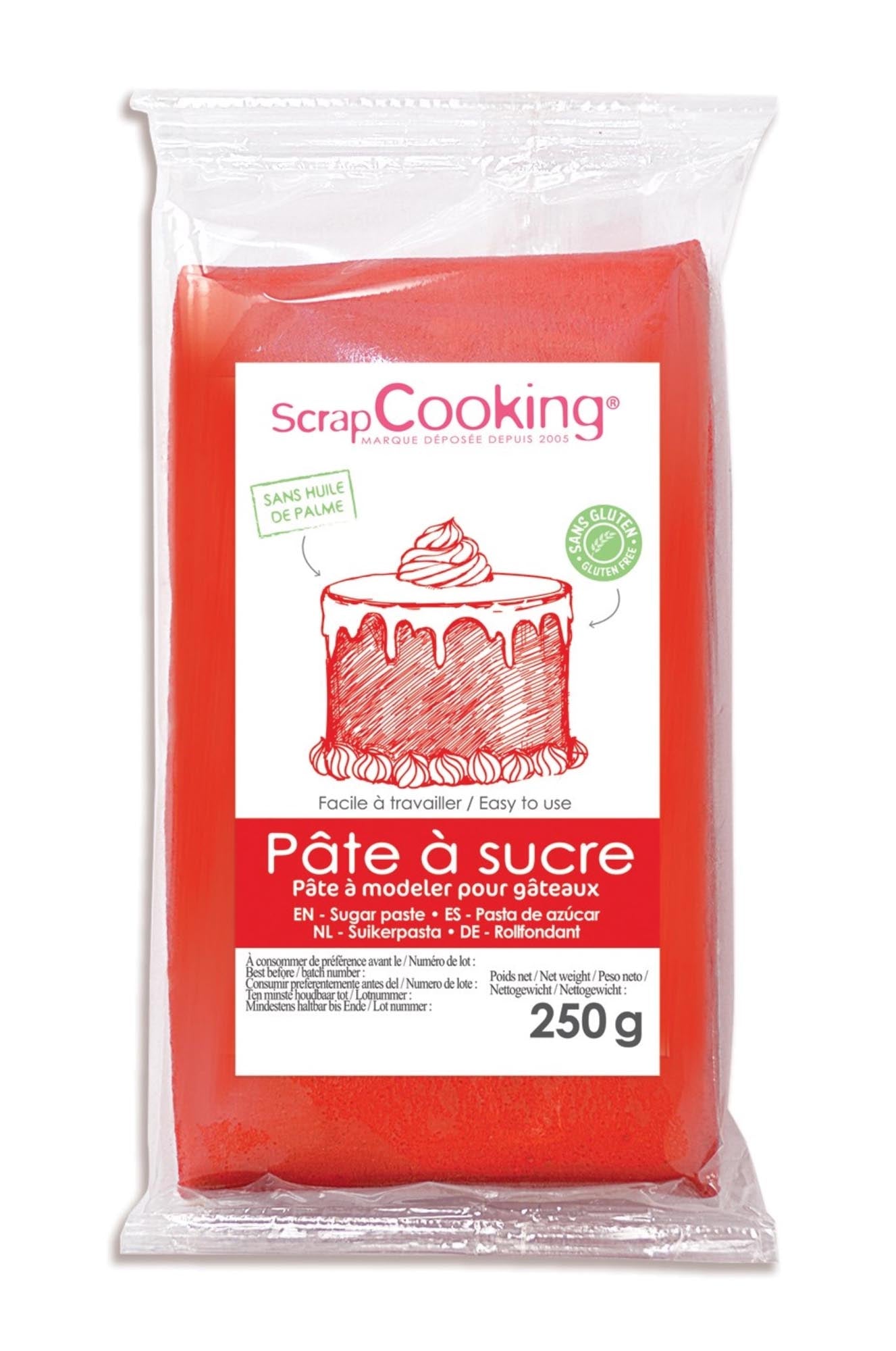 Zuckerpaste rot 250g von ScrapCooking: Ideal zum Dekorieren von Kuchen, Modellieren und für süße Kreationen. Profiqualität, vanillig, flexibel.