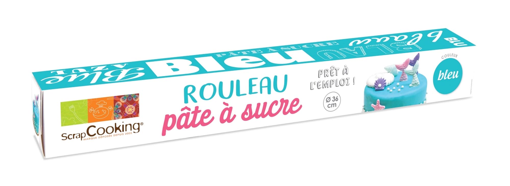 Leuchtend blaue Zuckergussrolle (430g) von Scrap Cooking: Perfekt für kreative Tortendekorationen und süsse Backkreationen.