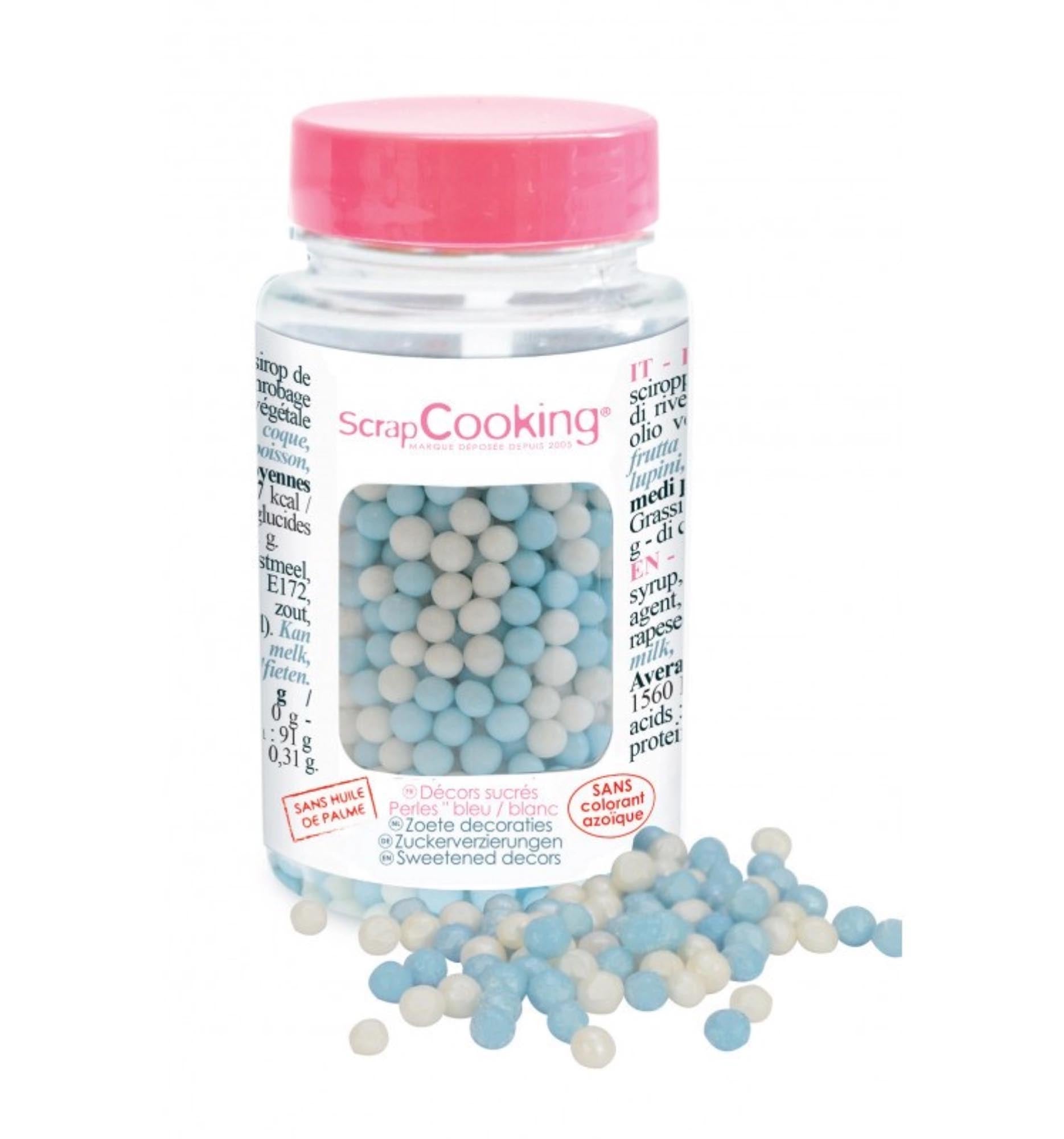 Decorative sugar pearls white blue 55g