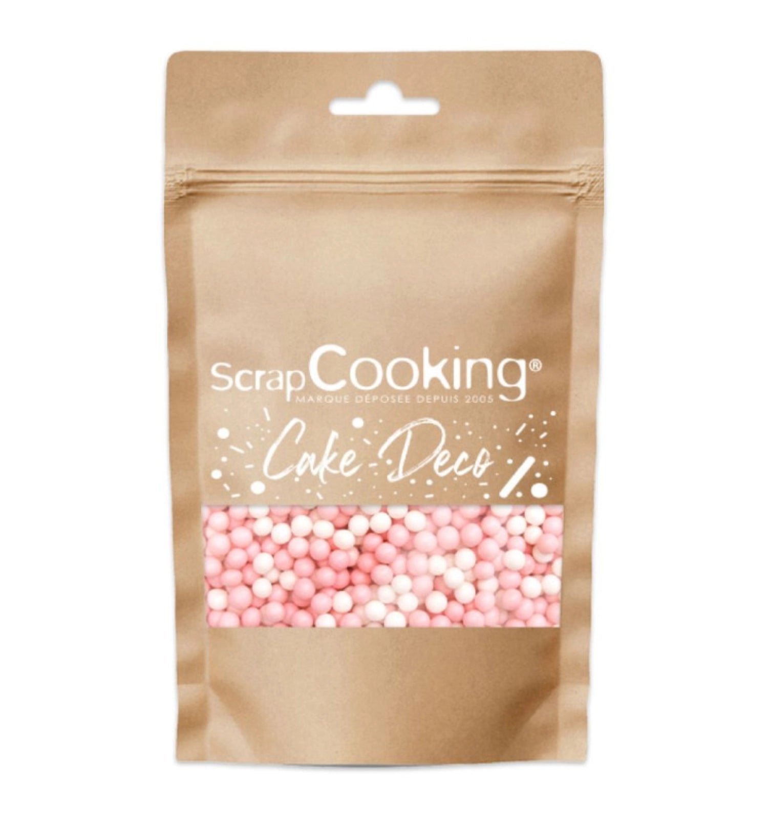 Decorative sugar pearls white pink 55g