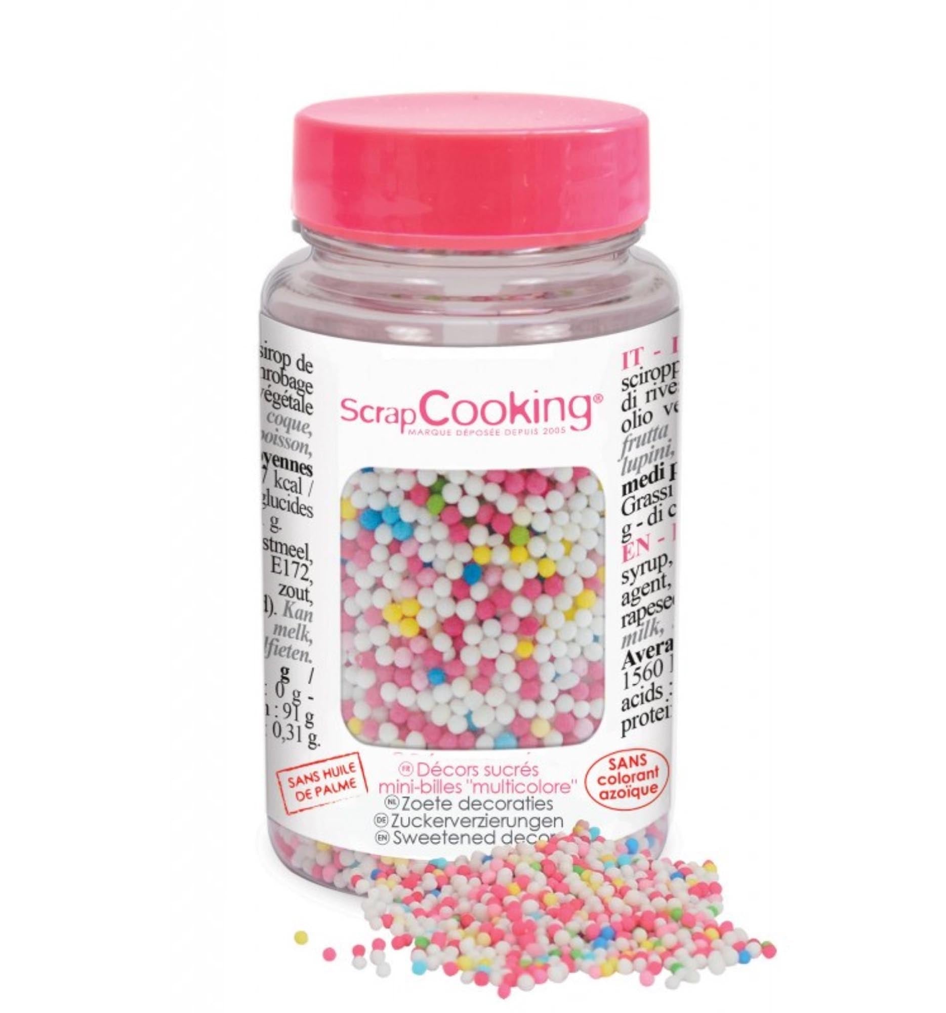 Bunte Deko Zucker Mini-Kugeln von Scrap Cooking: Perfekt für kreative, festliche Kuchen und Desserts. Süss, knusprig, vielseitig einsetzbar.