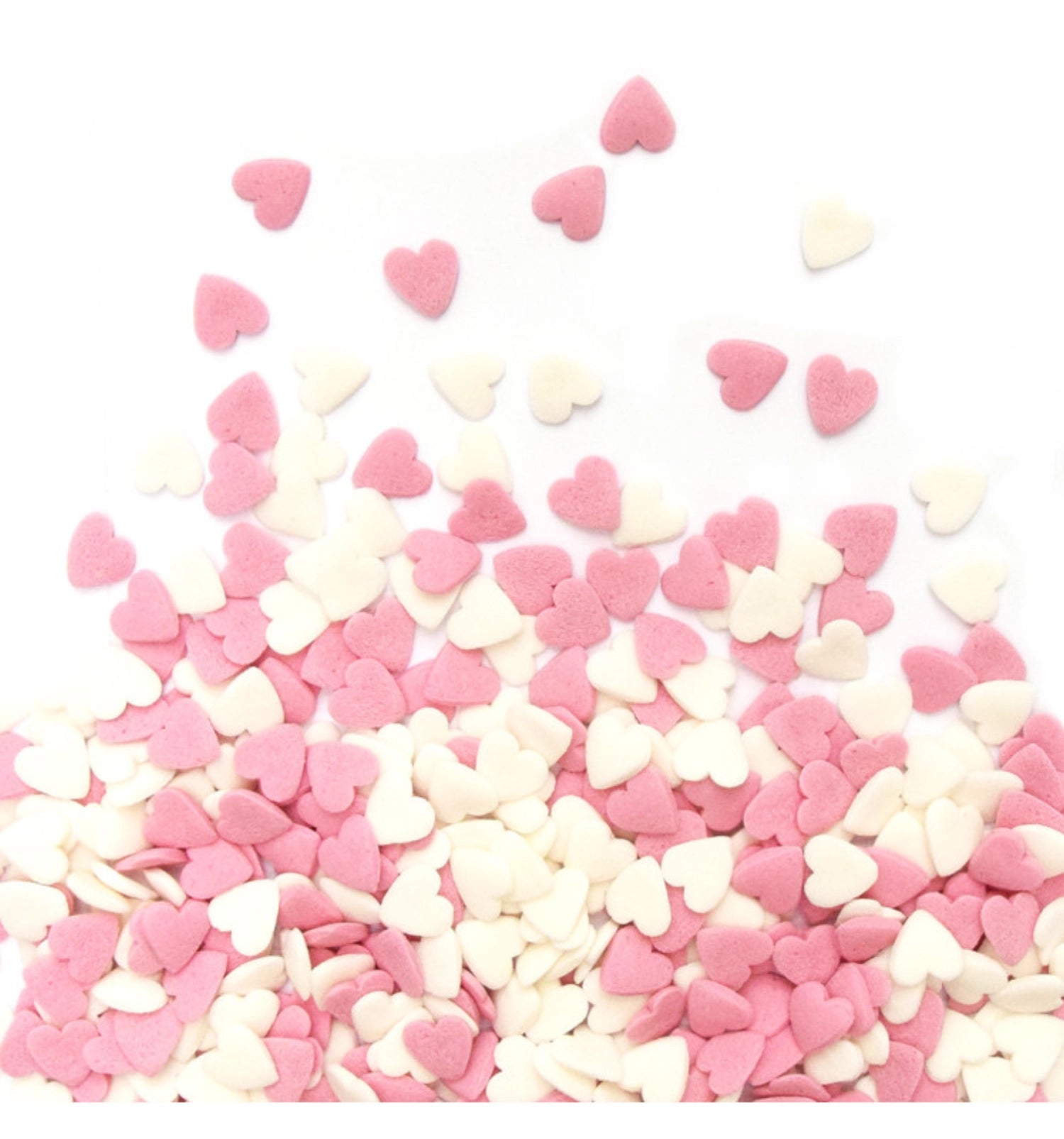 Decorative sugar hearts white pink 50g