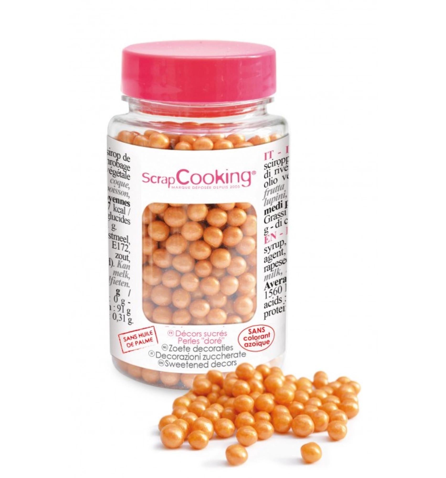 Verleihen Sie Ihren Backwaren mit den Deko Zucker Perlen gold 55g von Scrap Cooking einen festlichen Glanz. Ideal für Torten, Cupcakes und Kekse!