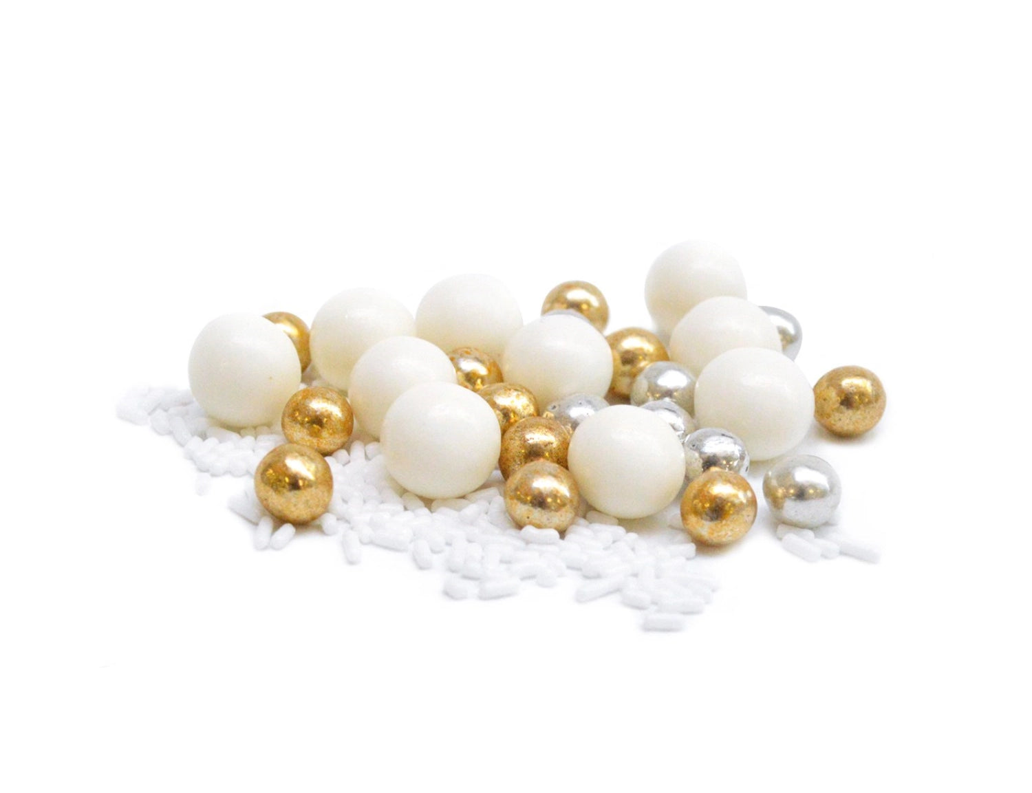 Decorative sugar mix magic beads, gold, silver, white