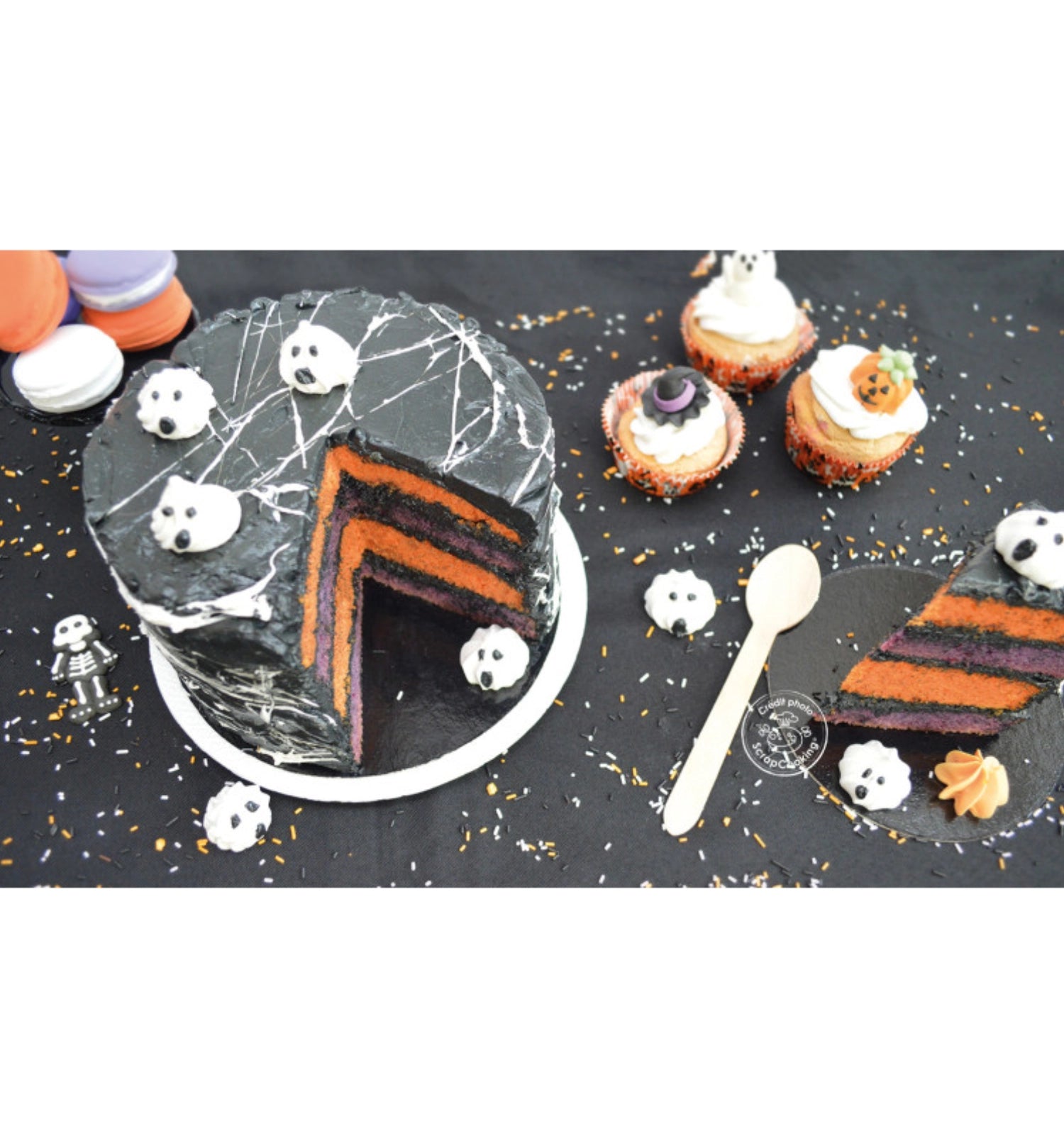 Decorative sugar orange black white non-pareilles 80g