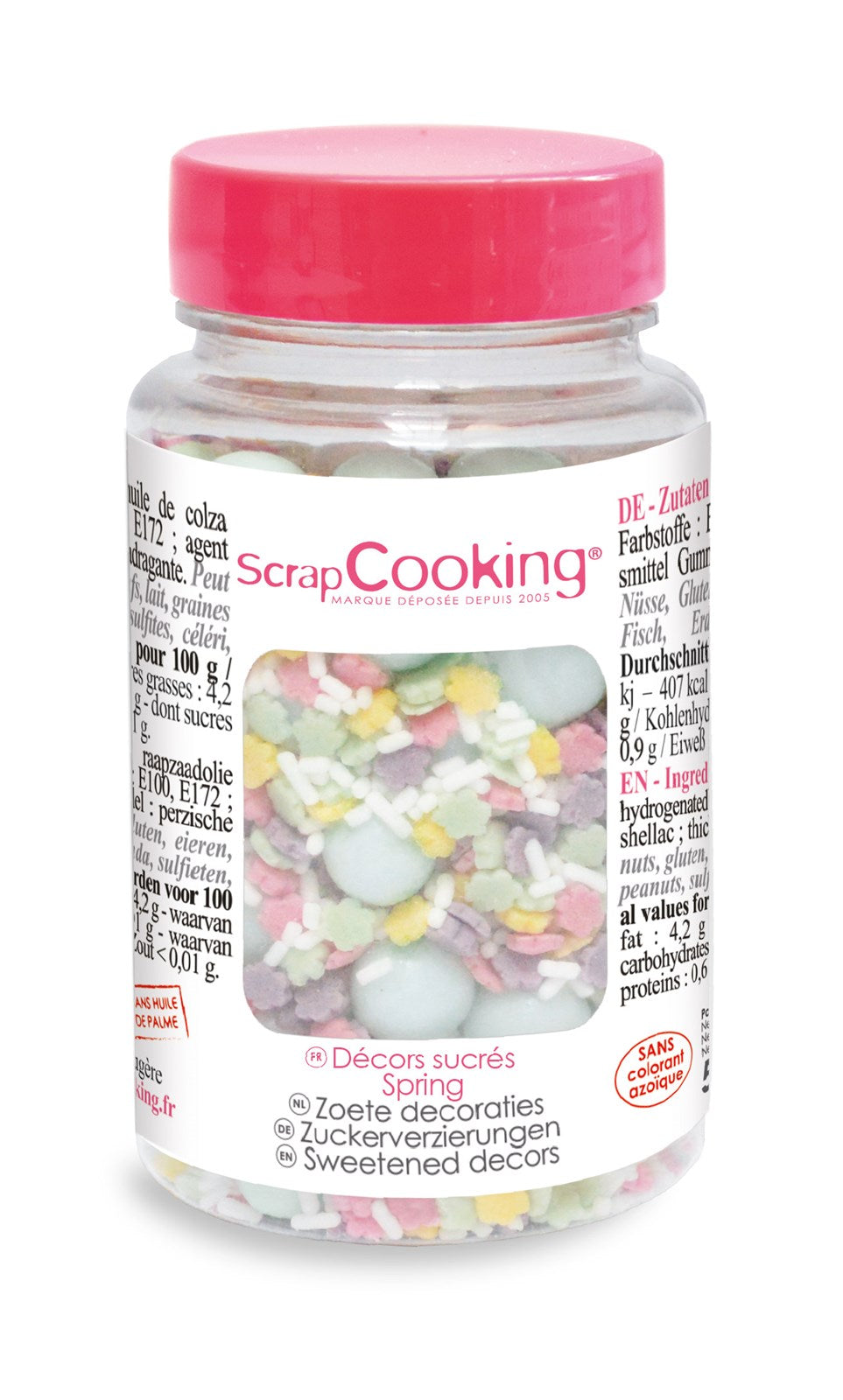 Fröhlicher Deko Zucker Frühling 80g von Scrap Cooking: Ideal für kreative Backideen, verleiht Ihren Leckereien lebendige Farben und Eleganz!